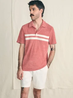 Faherty Brand Polo Shirts*Cabana Towel Terry Surf Stripe Polo Shirt -