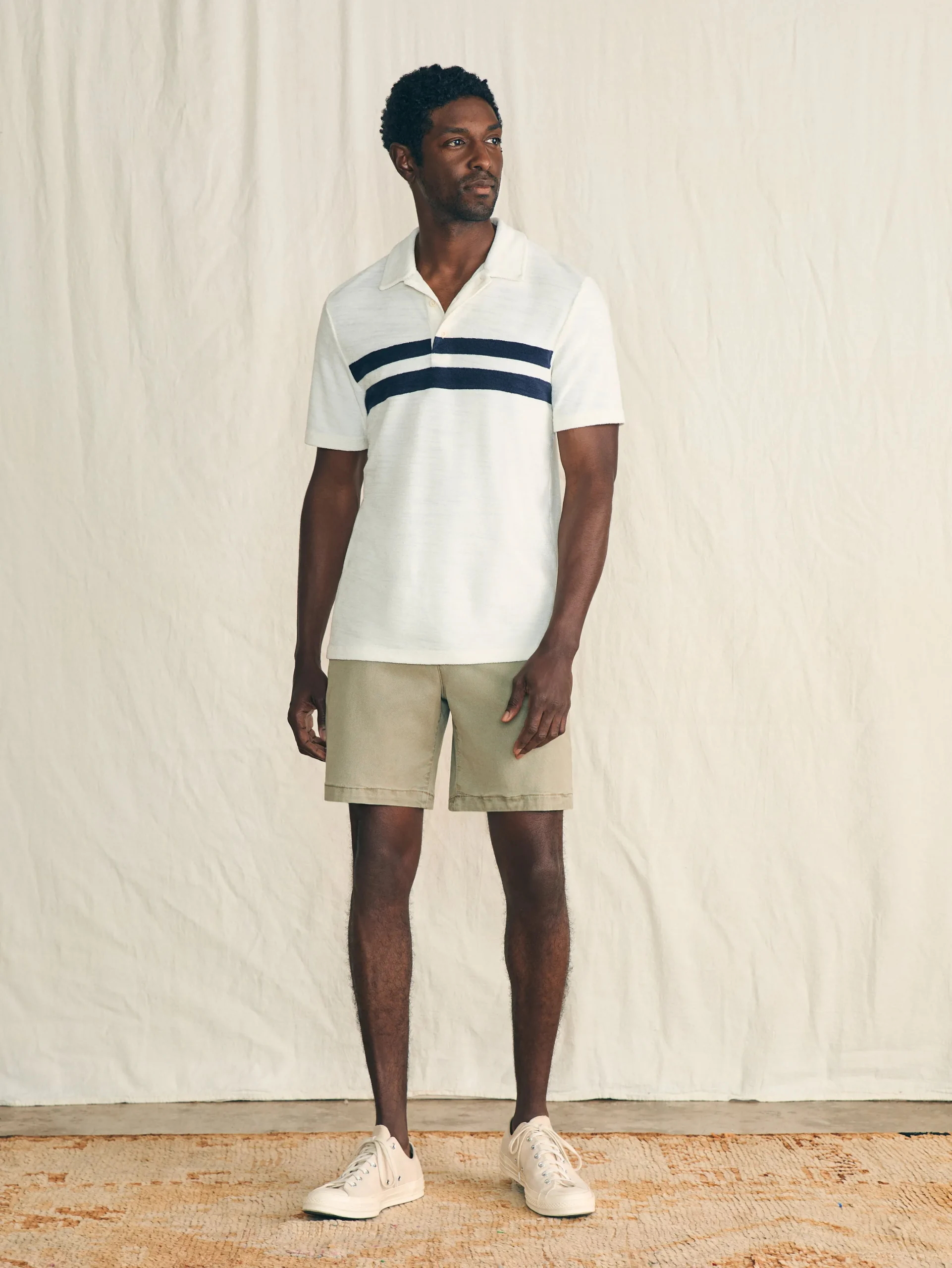 Faherty Brand Polo Shirts*Cabana Towel Terry Surf Stripe Polo Shirt -