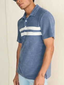 Faherty Brand Polo Shirts*Cabana Towel Terry Surf Stripe Polo Shirt -