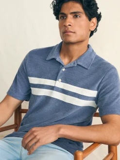 Faherty Brand Polo Shirts*Cabana Towel Terry Surf Stripe Polo Shirt -