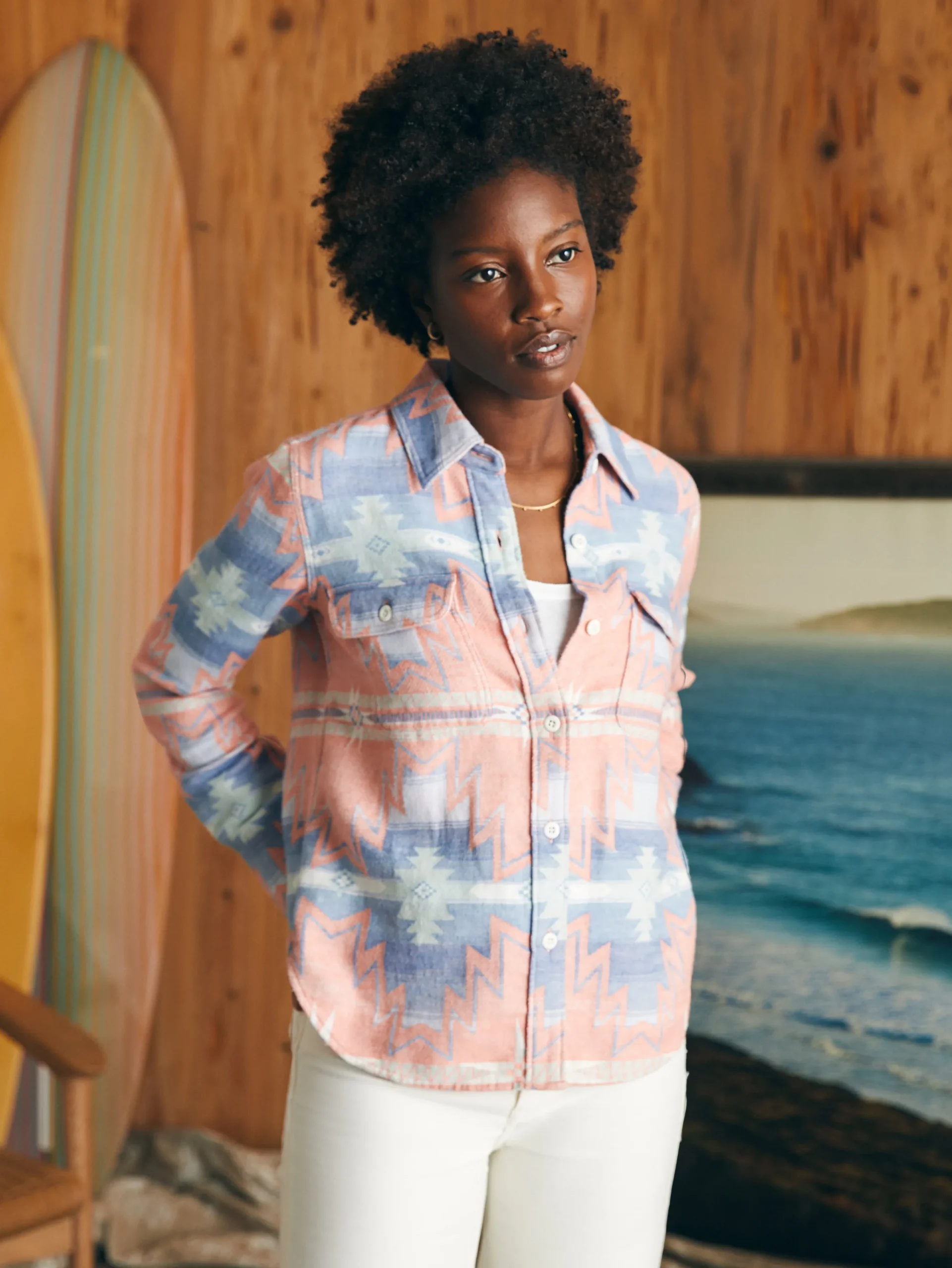 Women Faherty Brand Shirts & Tops*Doug Good Feather Daly Shirt -