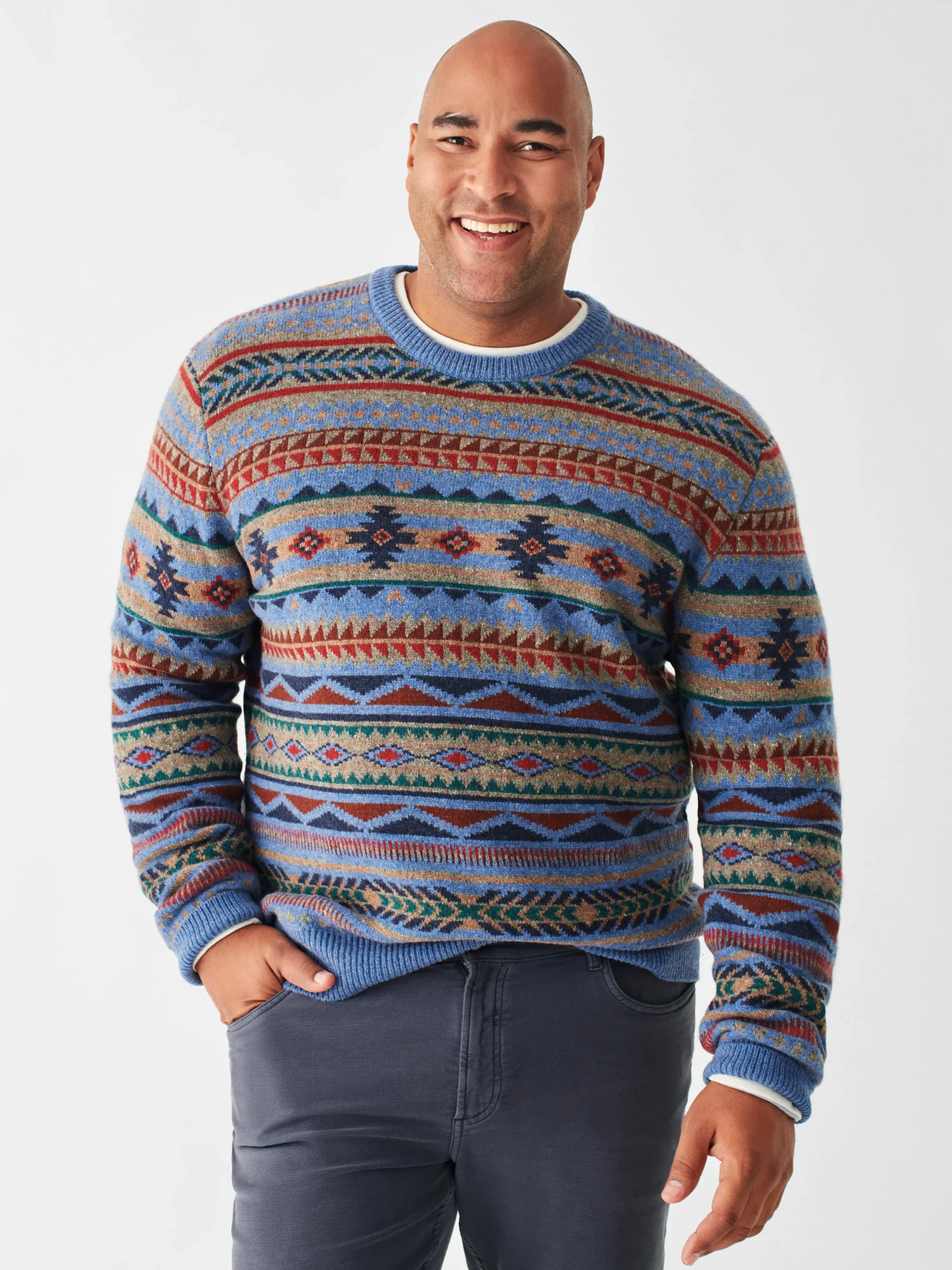 Faherty Brand Sweaters*Doug Good Feather Fair Isle Sweater -