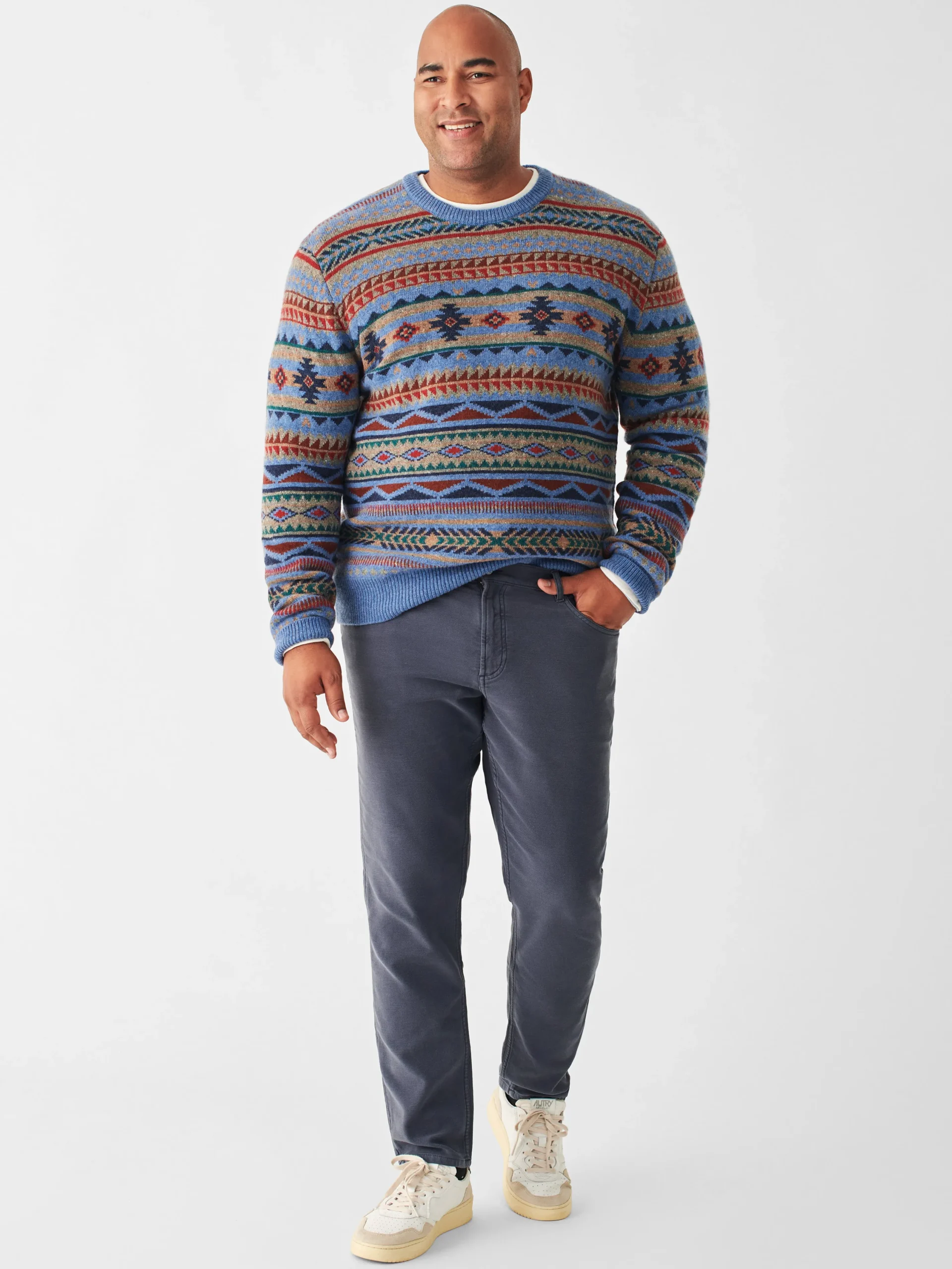 Faherty Brand Sweaters*Doug Good Feather Fair Isle Sweater -