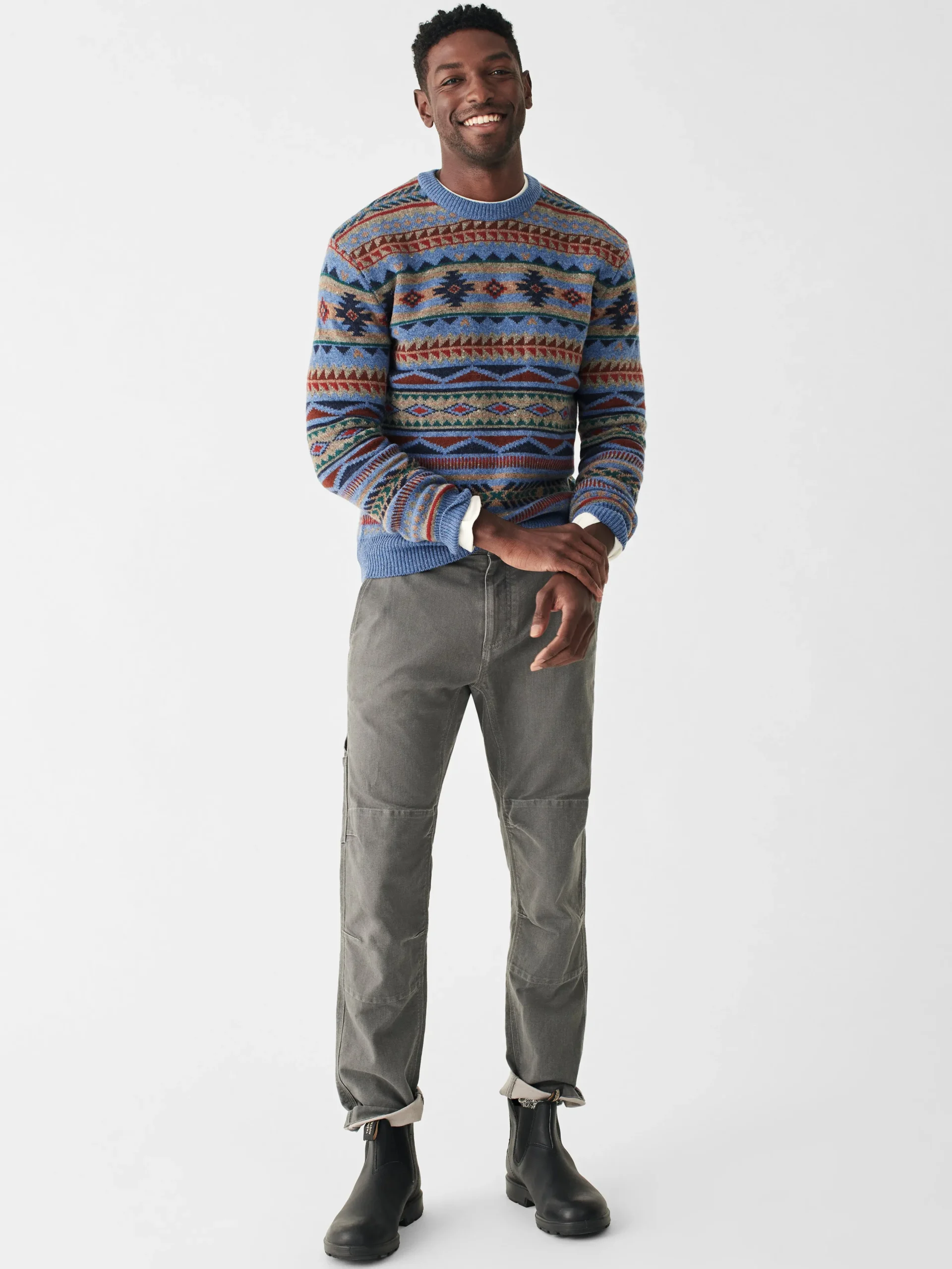 Faherty Brand Sweaters*Doug Good Feather Fair Isle Sweater -