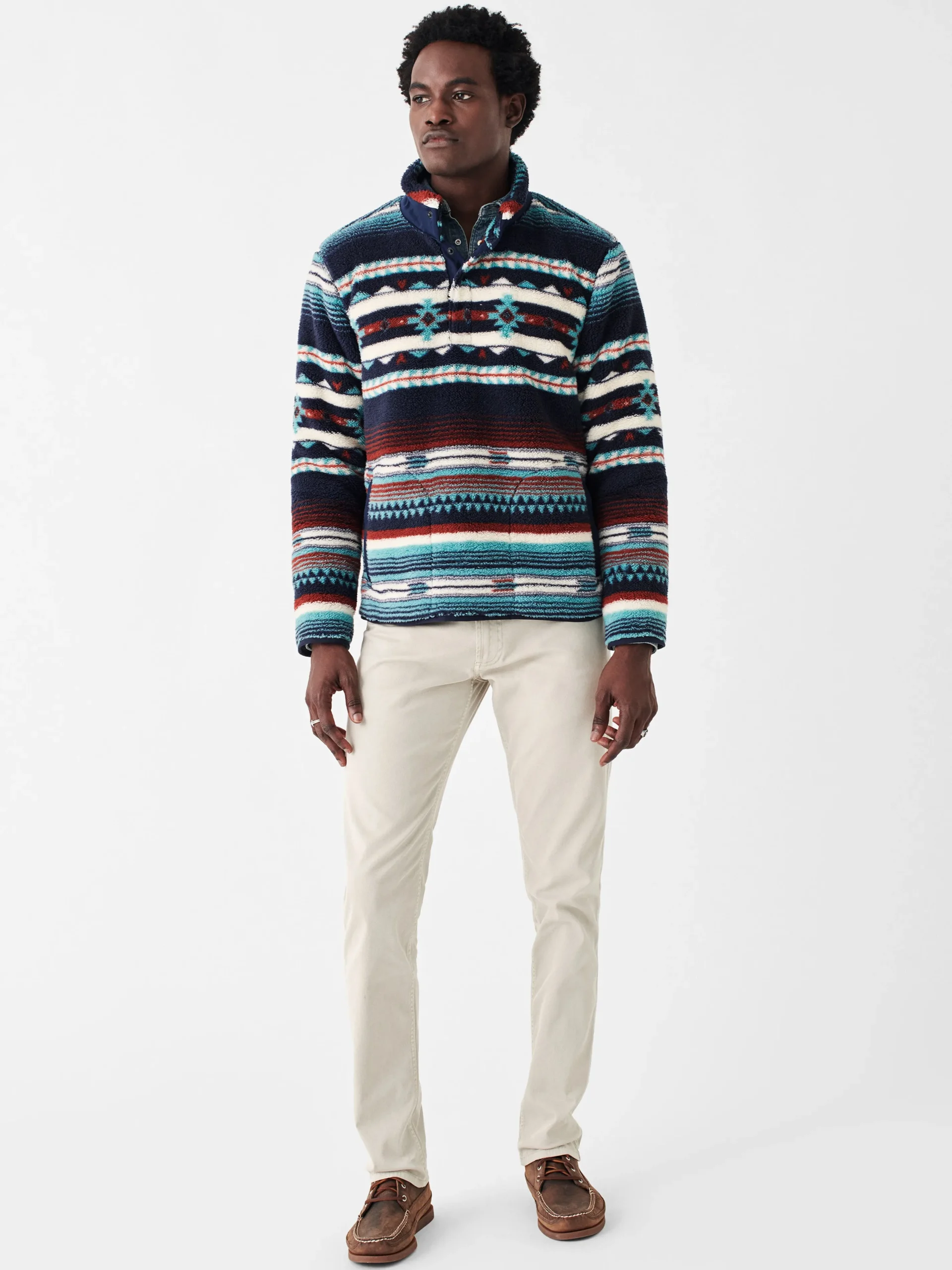 Faherty Brand Jackets & Vests*Doug Good Feather High Pile Fleece Popover -
