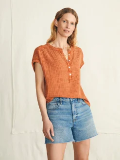Women Faherty Brand Shirts & Tops*Dream Cotton Gauze Desmond Top -