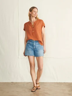 Women Faherty Brand Shirts & Tops*Dream Cotton Gauze Desmond Top -