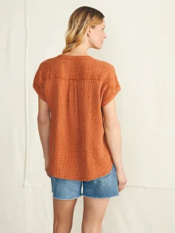 Women Faherty Brand Shirts & Tops*Dream Cotton Gauze Desmond Top -