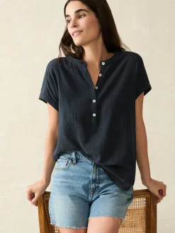 Women Faherty Brand Shirts & Tops*Dream Cotton Gauze Desmond Top -