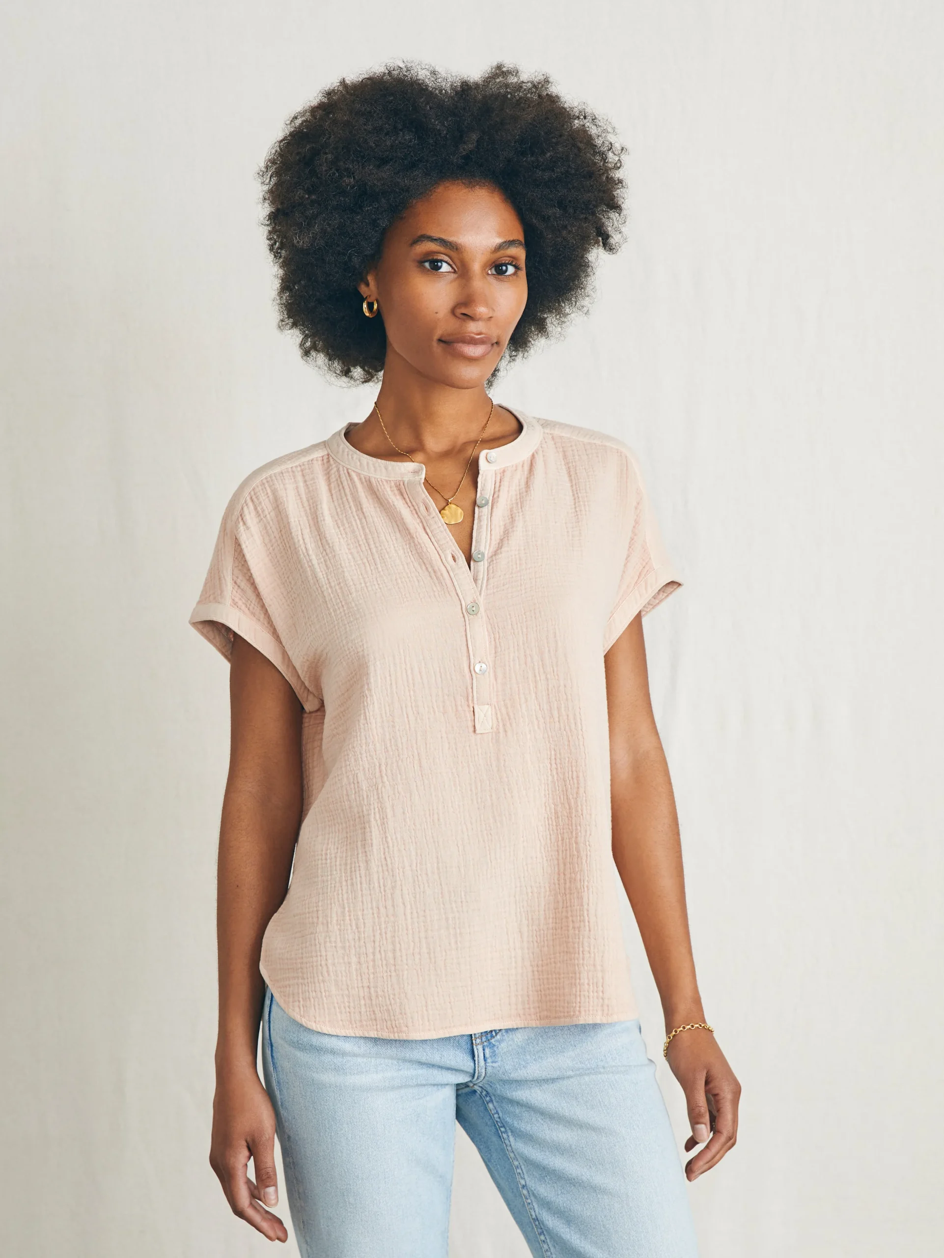 Women Faherty Brand Shirts & Tops*Dream Cotton Gauze Desmond Top -
