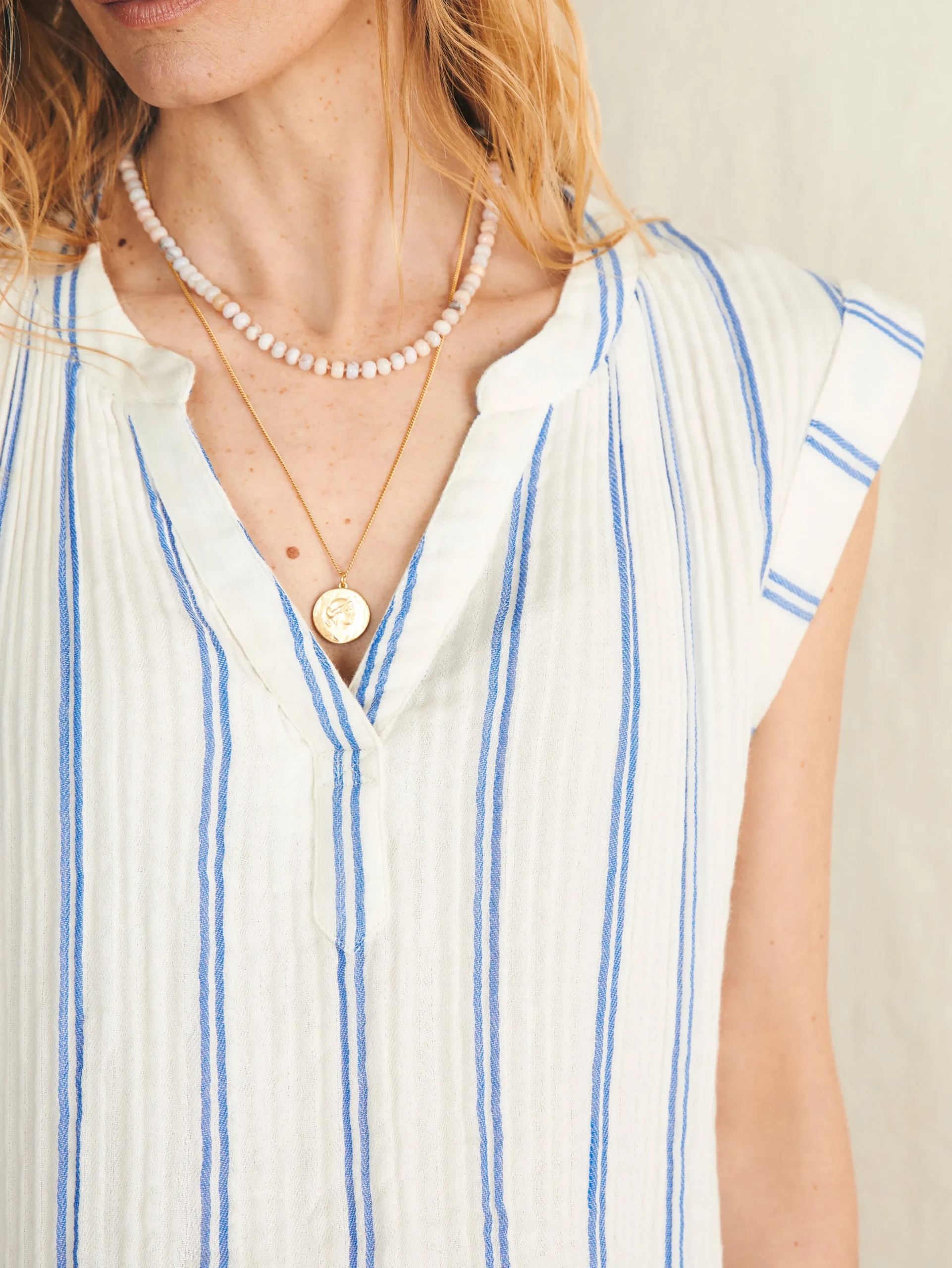 Women Faherty Brand Shirts & Tops*Dream Cotton Gauze Dylan Top -