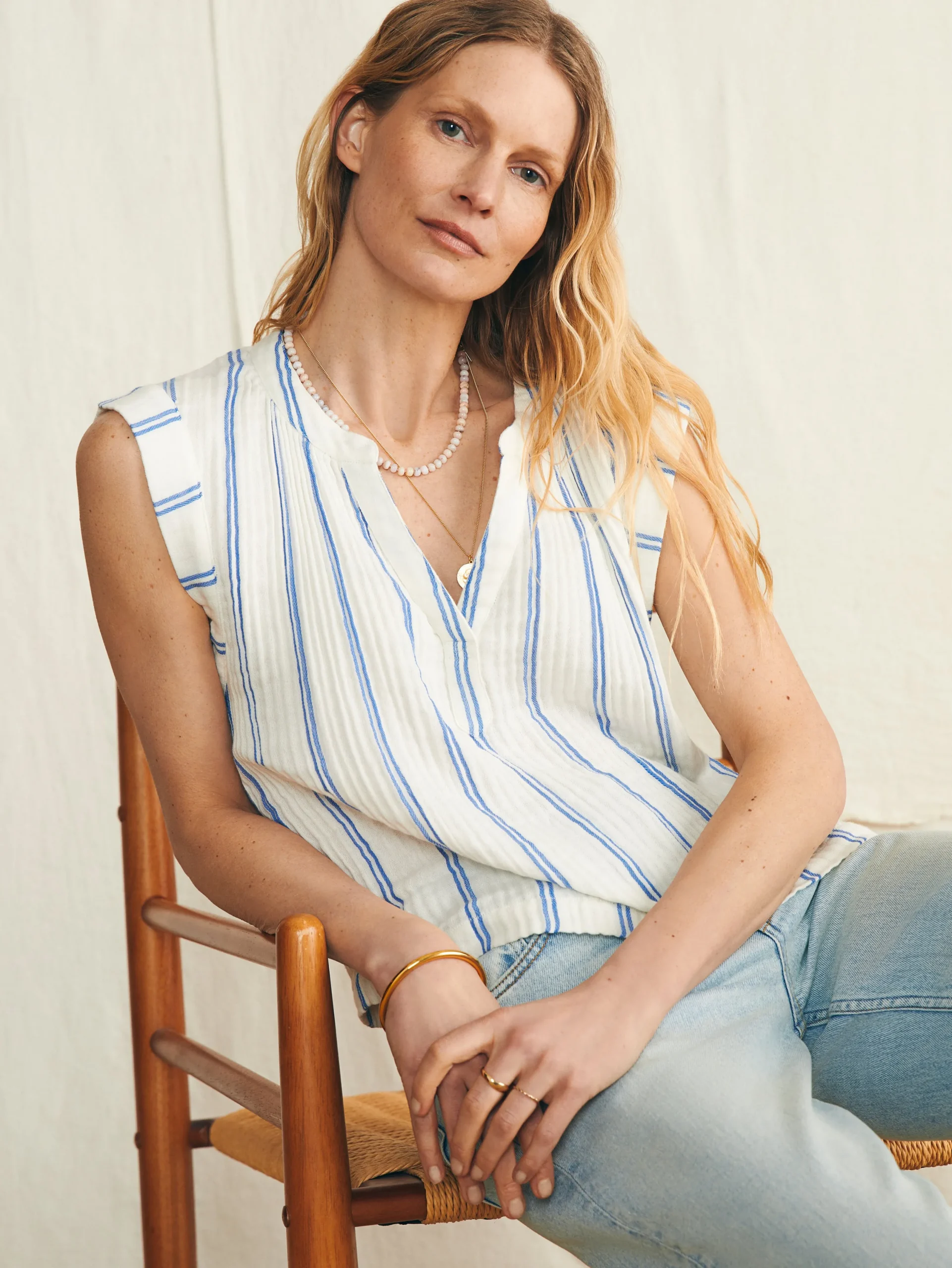 Women Faherty Brand Shirts & Tops*Dream Cotton Gauze Dylan Top -
