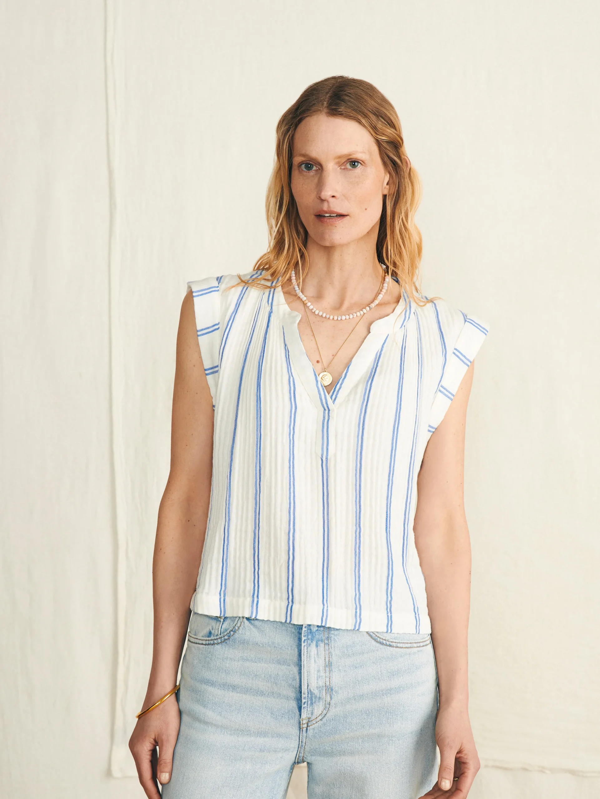 Women Faherty Brand Shirts & Tops*Dream Cotton Gauze Dylan Top -