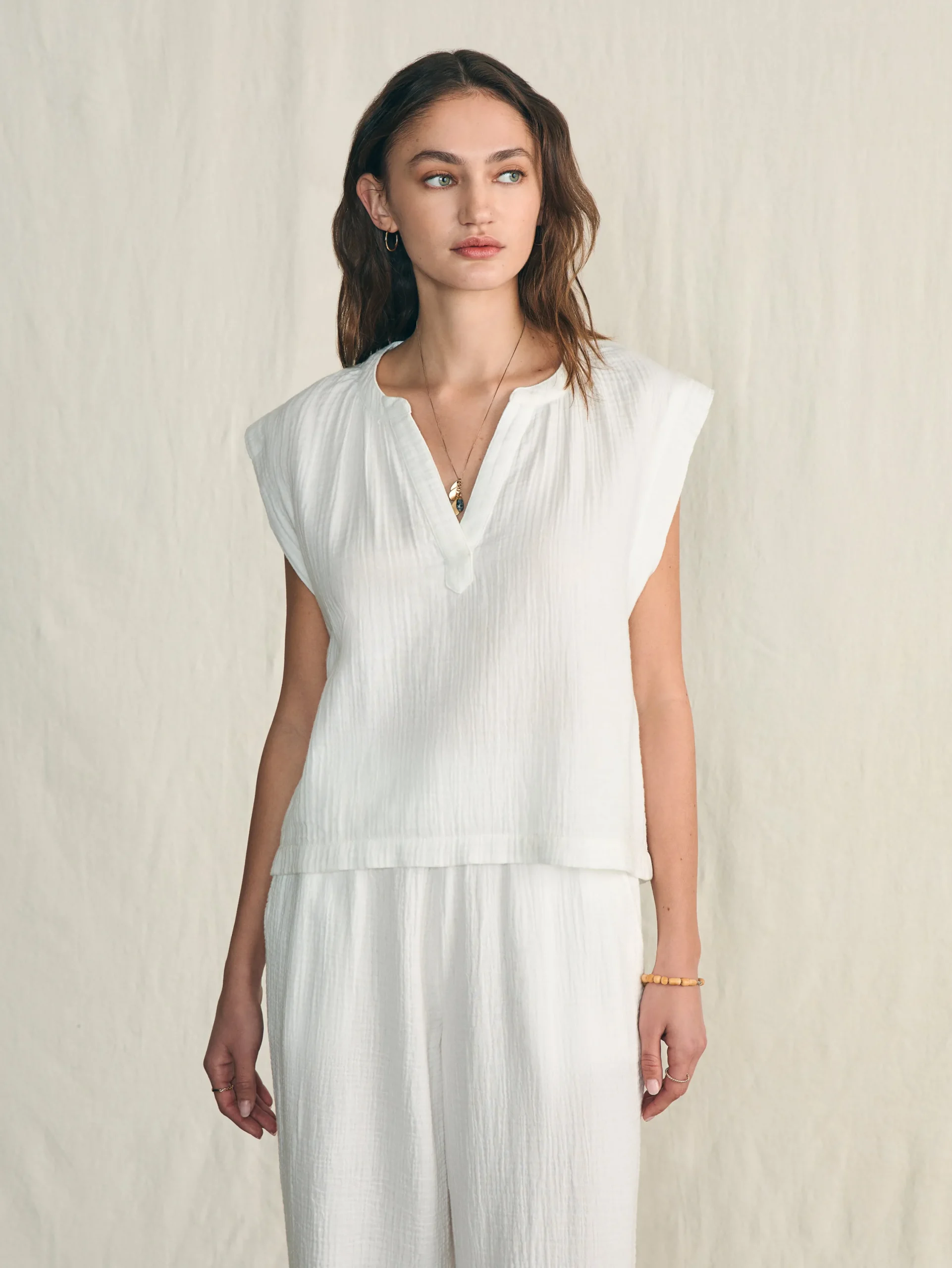 Women Faherty Brand Shirts & Tops*Dream Cotton Gauze Dylan Top -
