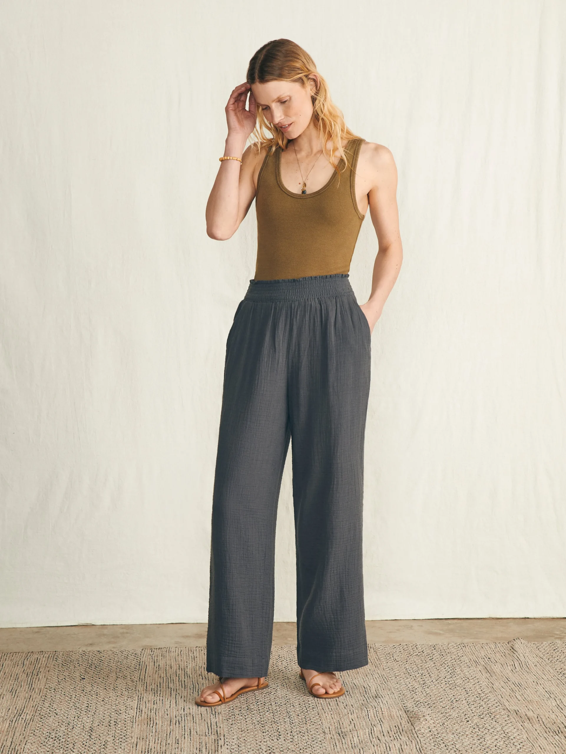 Women Faherty Brand Pants|Swim*Dream Cotton Gauze Wide Leg Pant -