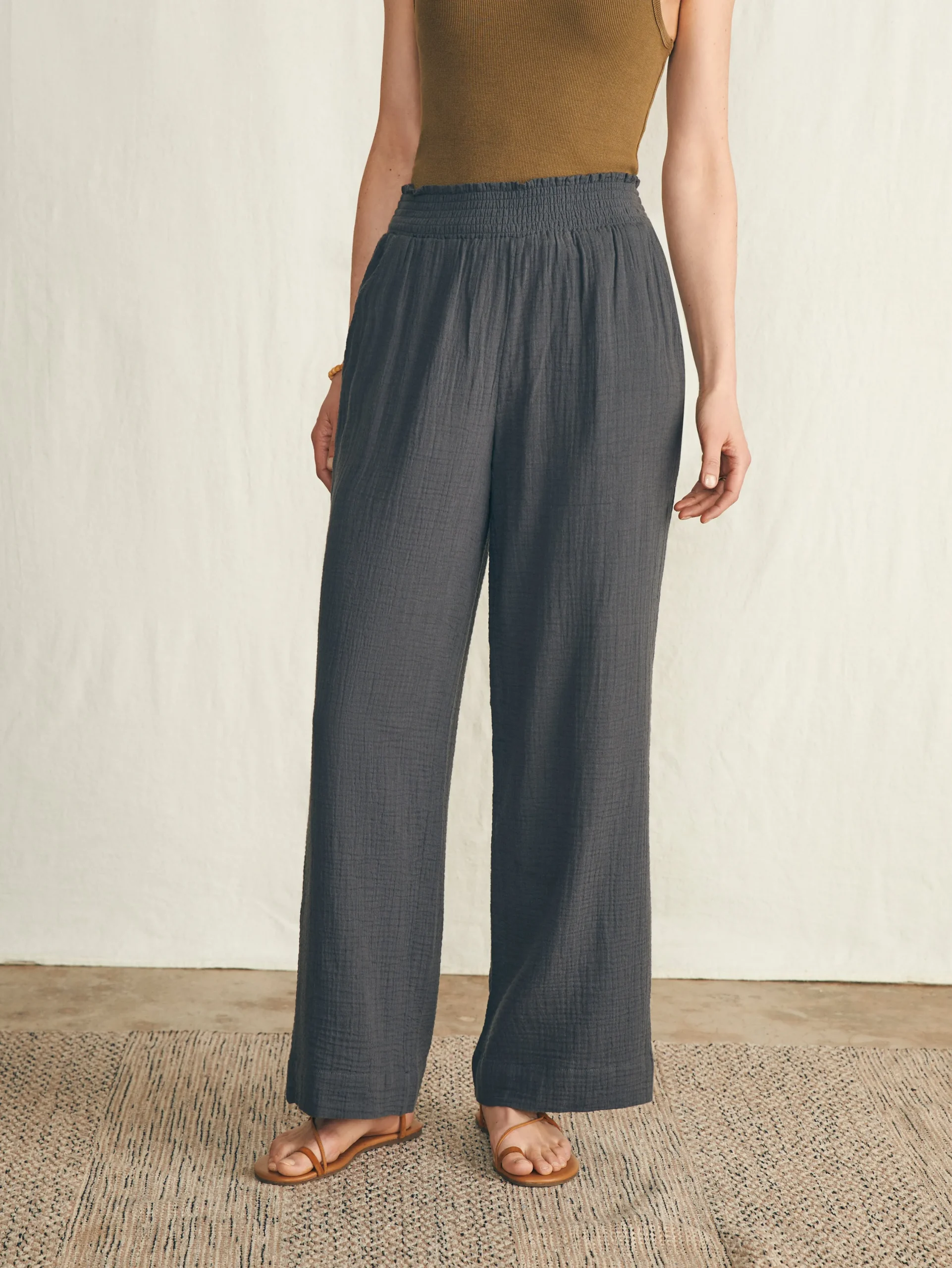 Women Faherty Brand Pants|Swim*Dream Cotton Gauze Wide Leg Pant -