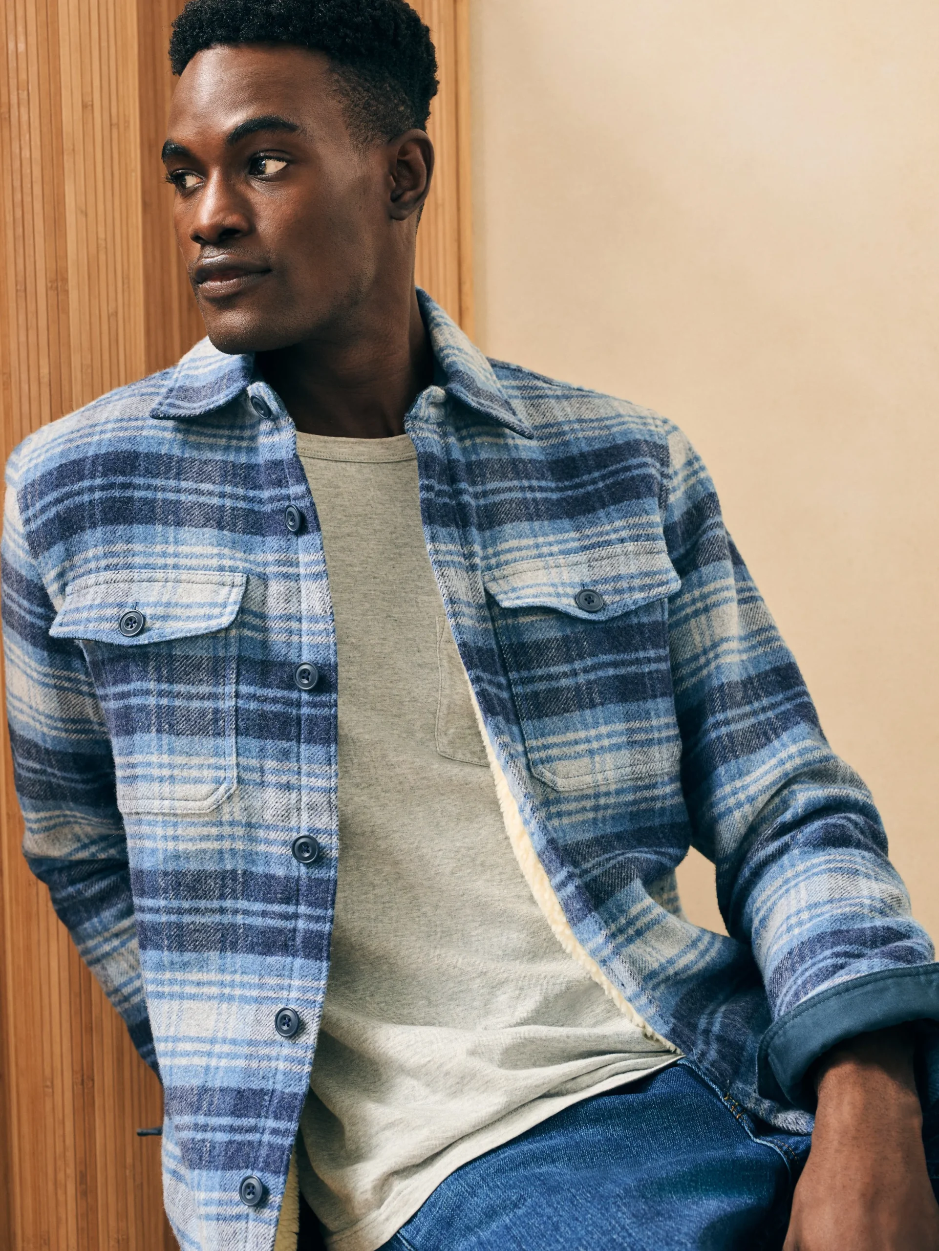 Faherty Brand Jackets & Vests*High Pile Fleece Lined Wool CPO -