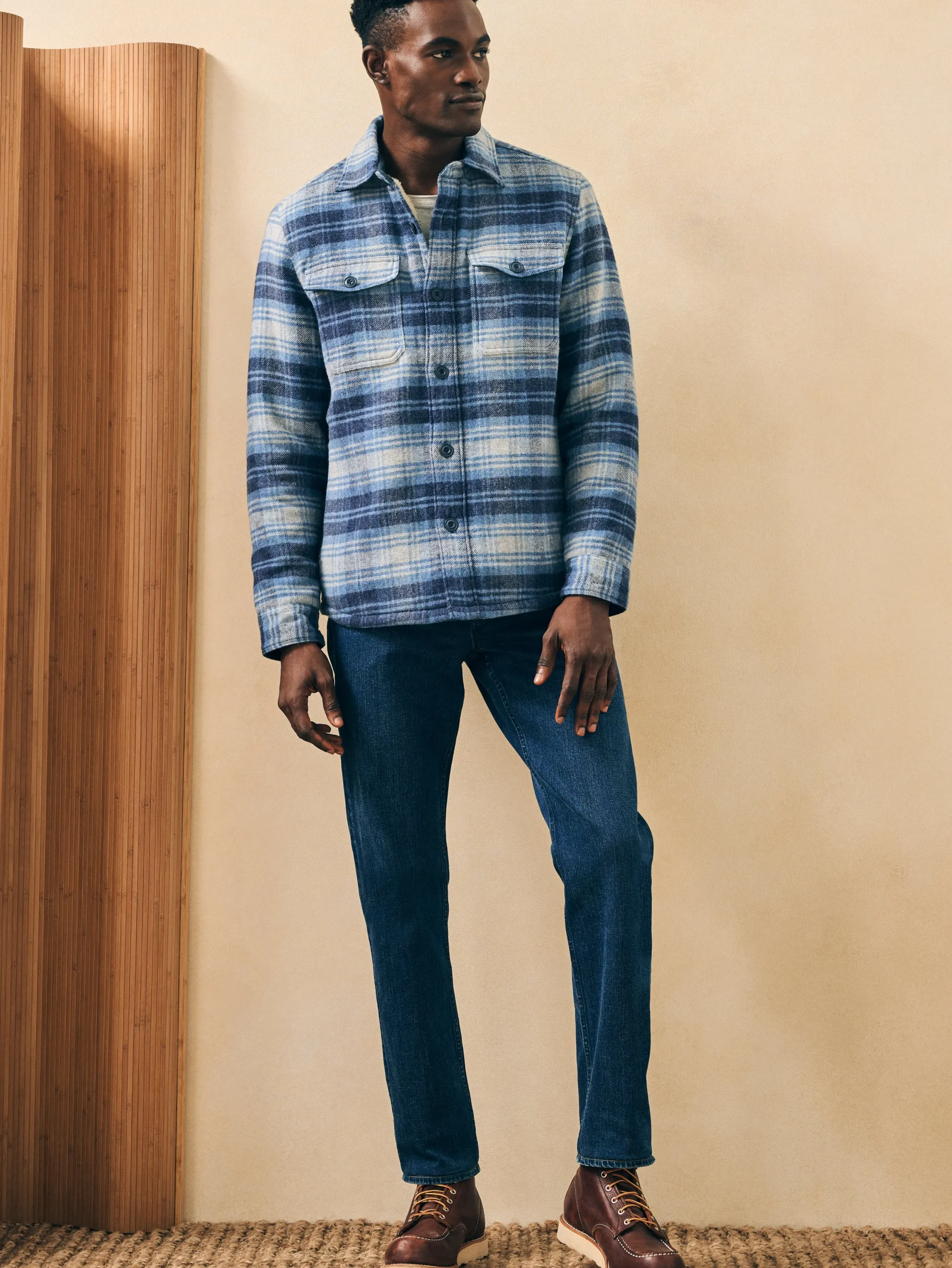 Faherty Brand Jackets & Vests*High Pile Fleece Lined Wool CPO -