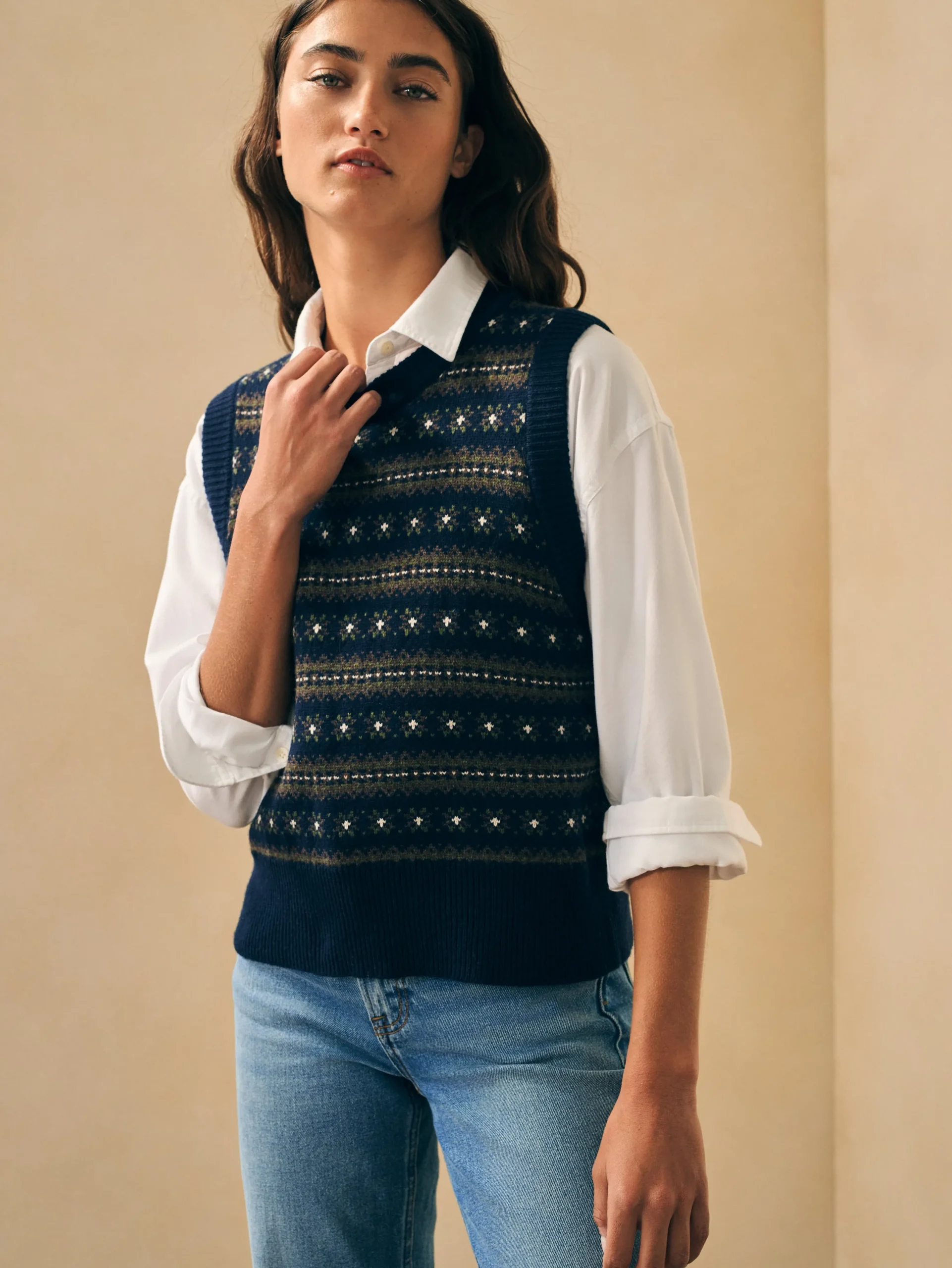 Women Faherty Brand Sweaters*Highland Fair Isle Sweater Vest -