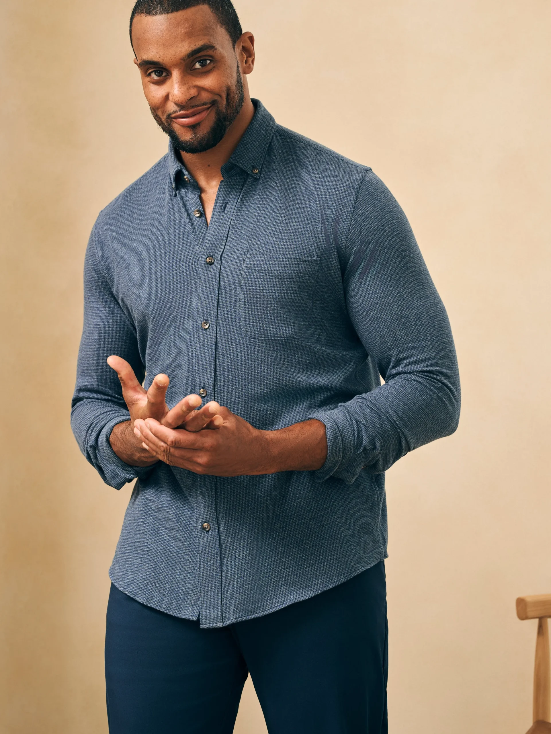 Faherty Brand Shirts*Houndstooth Knit Shirt -