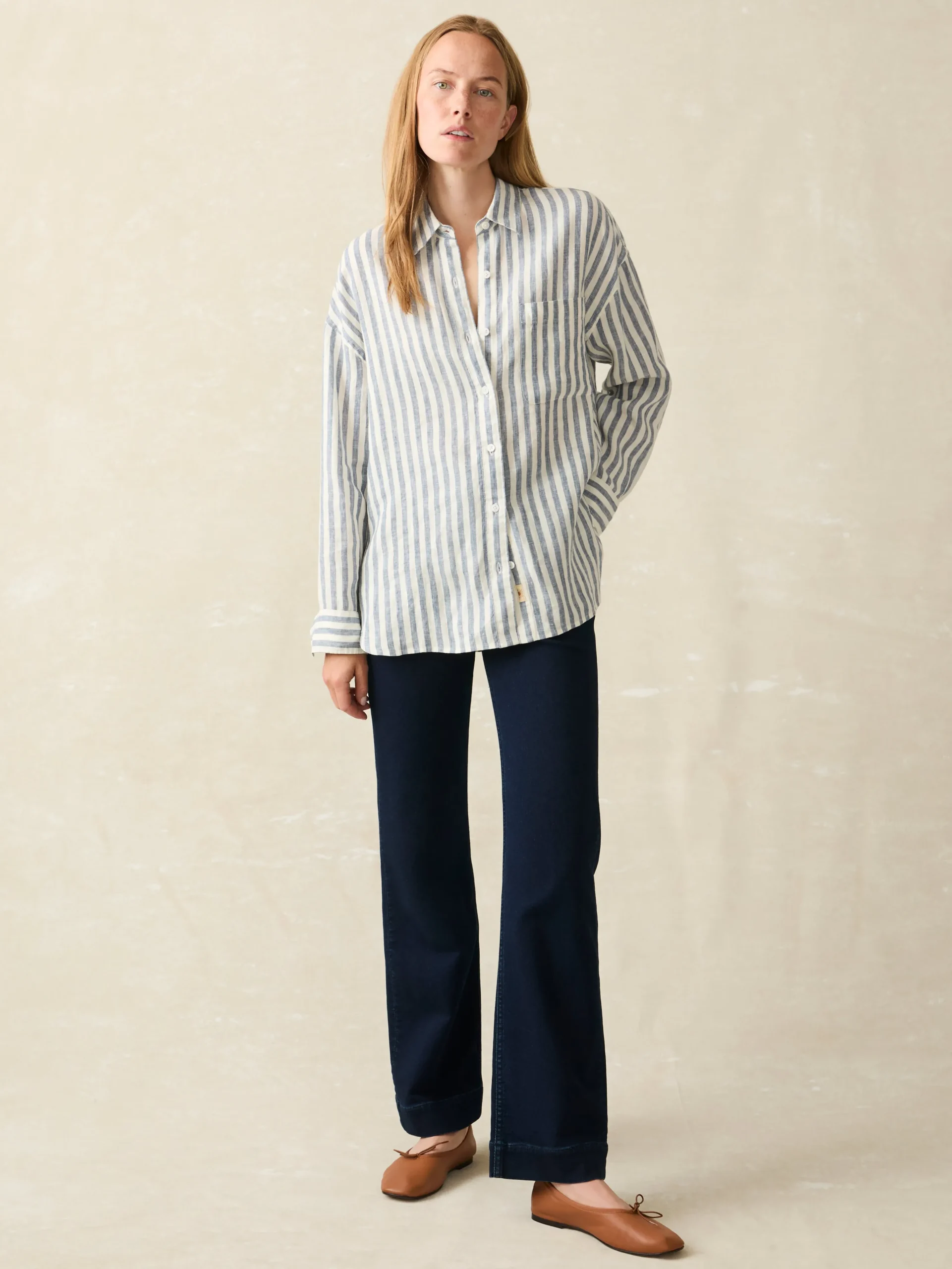 Women Faherty Brand Shirts & Tops*Laguna Linen Relaxed Shirt -