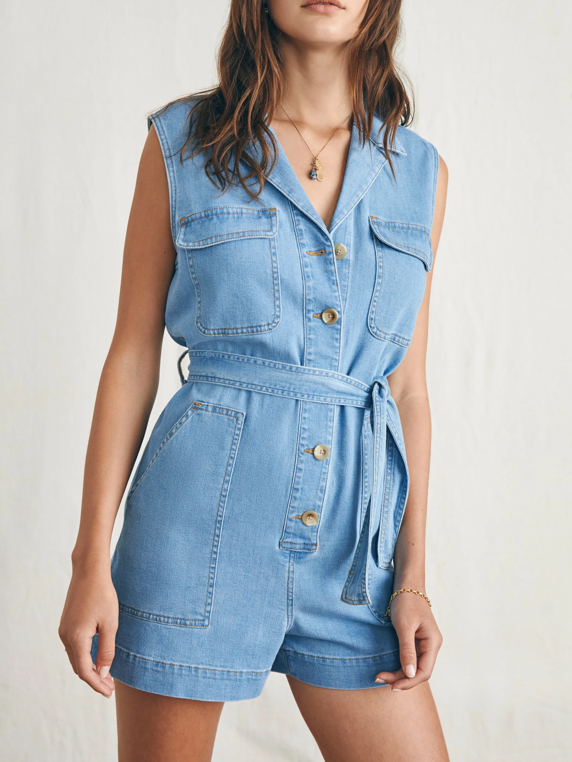 Women Faherty Brand Dresses|Overalls & Jumpsuits*Linen Denim Romper -