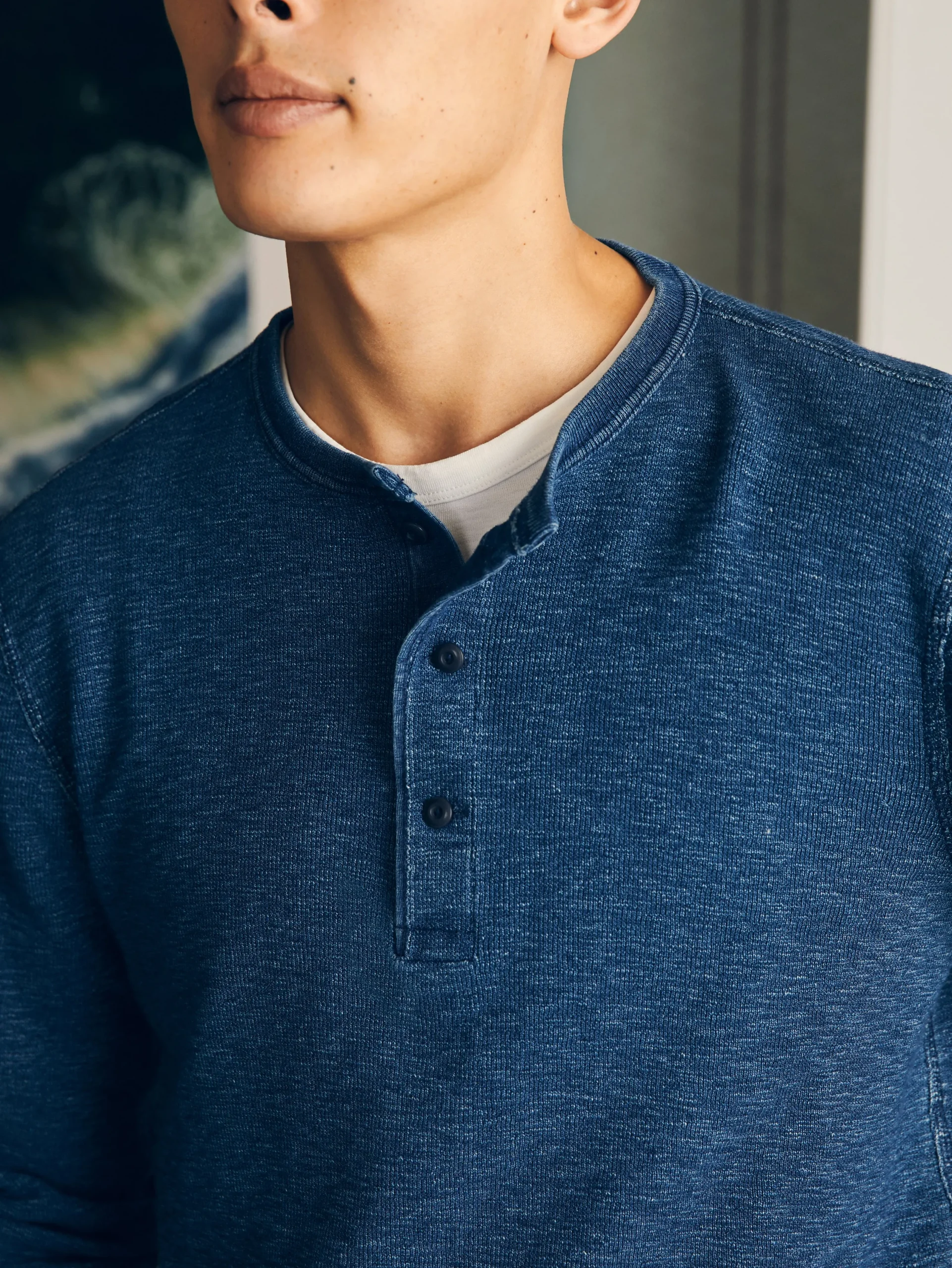 Faherty Brand T-Shirts & Henleys*Long-Sleeve Indigo Henley -
