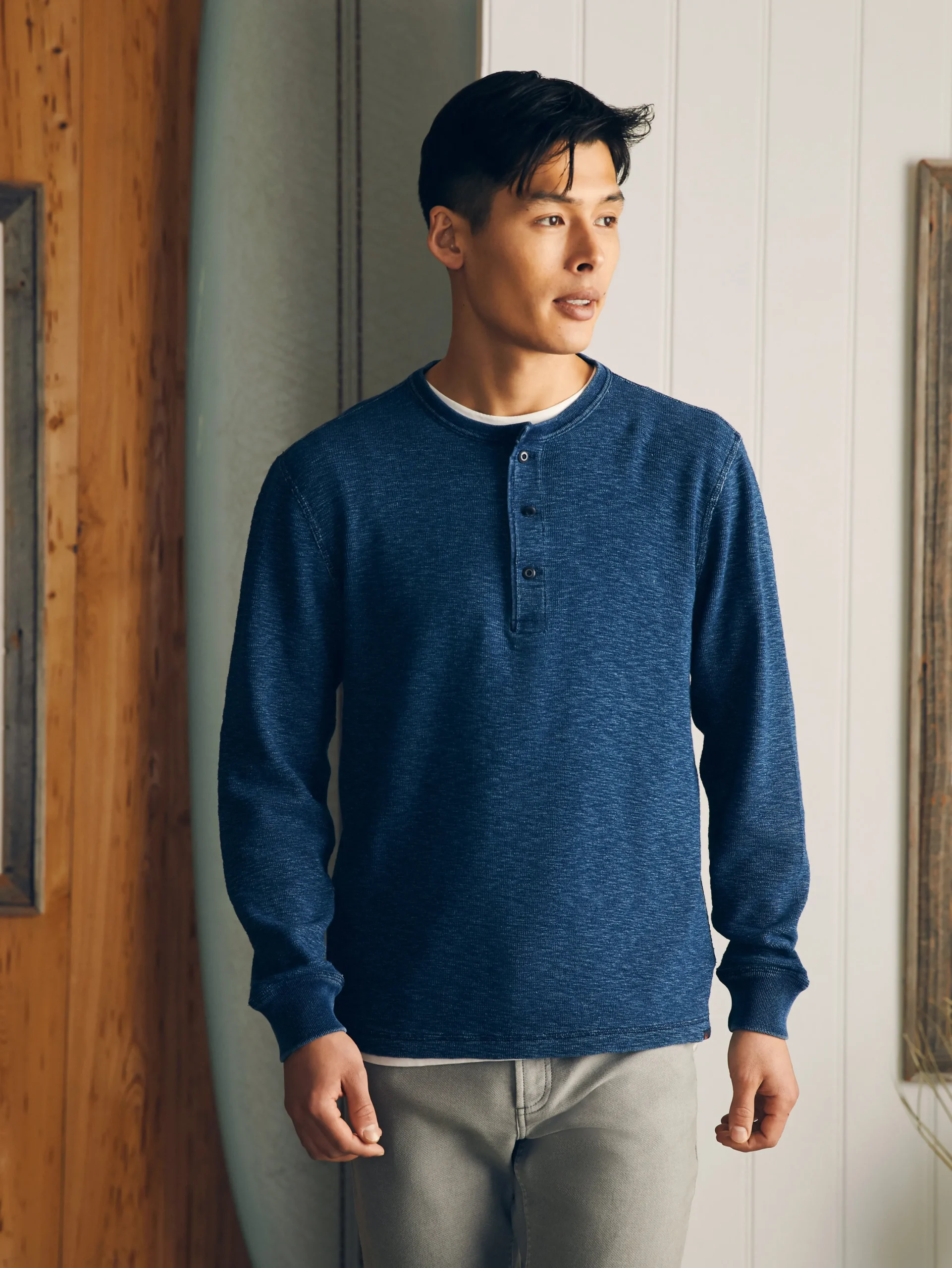 Faherty Brand T-Shirts & Henleys*Long-Sleeve Indigo Henley -