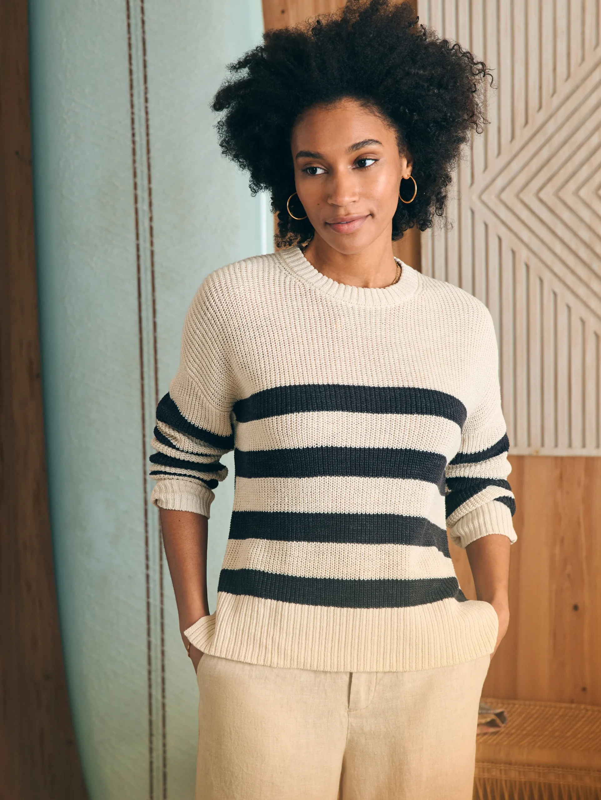Women Faherty Brand Sweaters*Miramar Linen Crew Sweater -