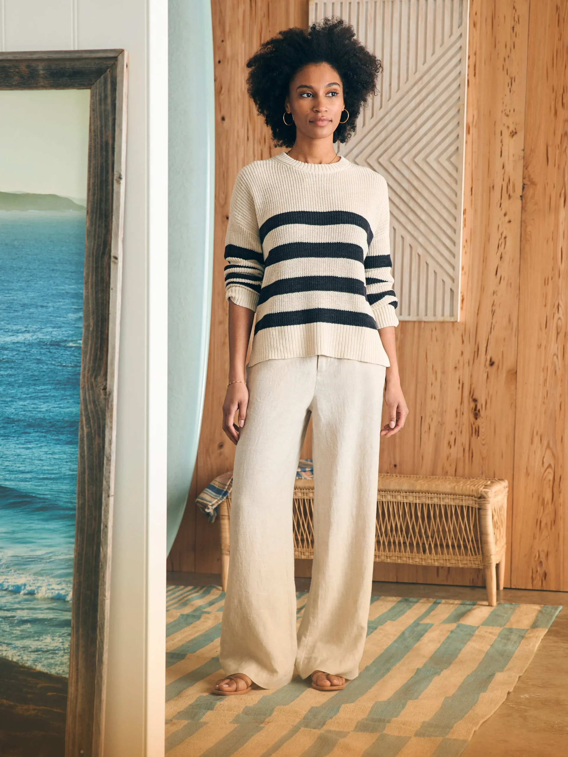 Women Faherty Brand Sweaters*Miramar Linen Crew Sweater -
