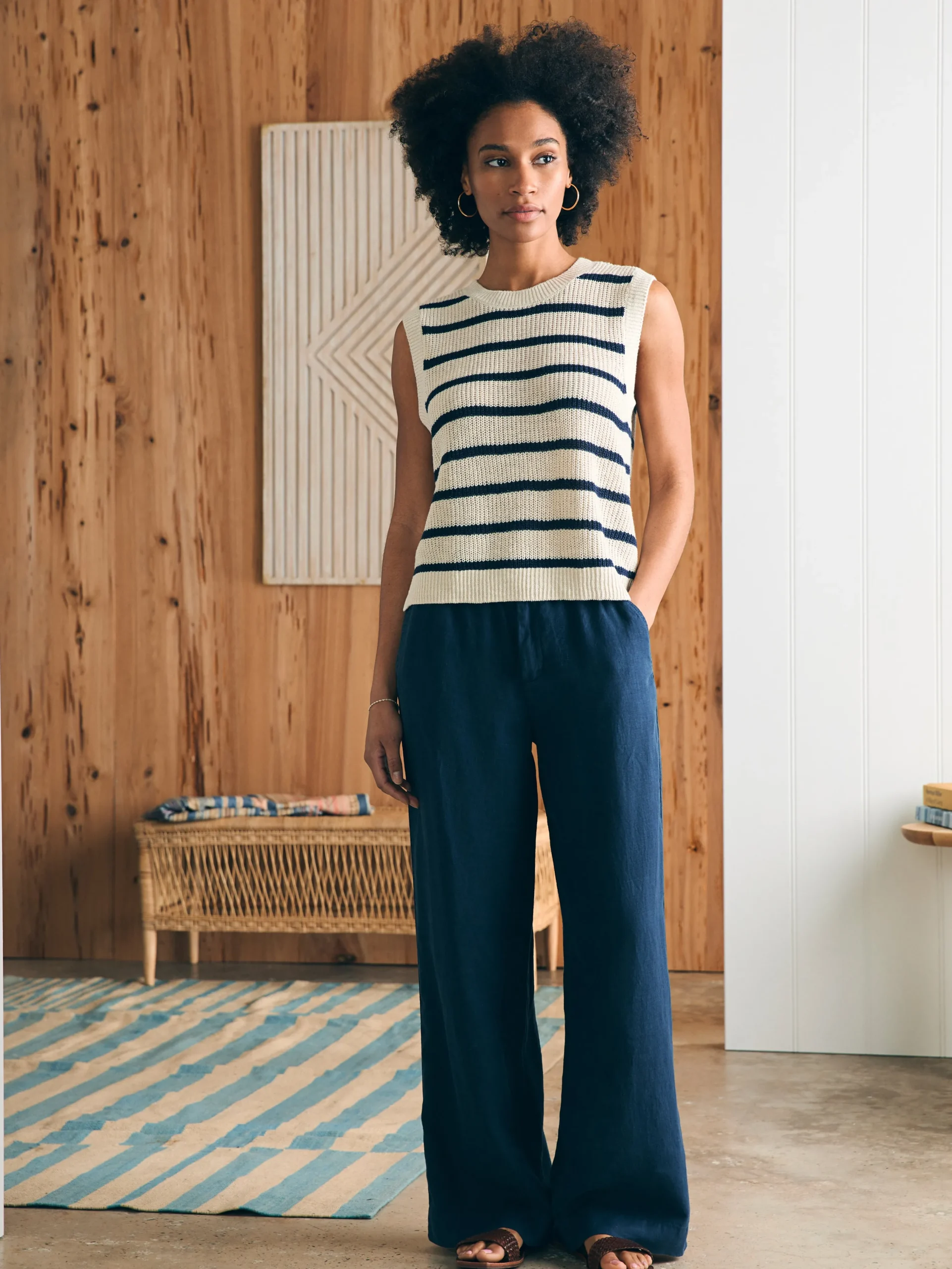 Women Faherty Brand Sweaters*Miramar Linen Muscle Tank -