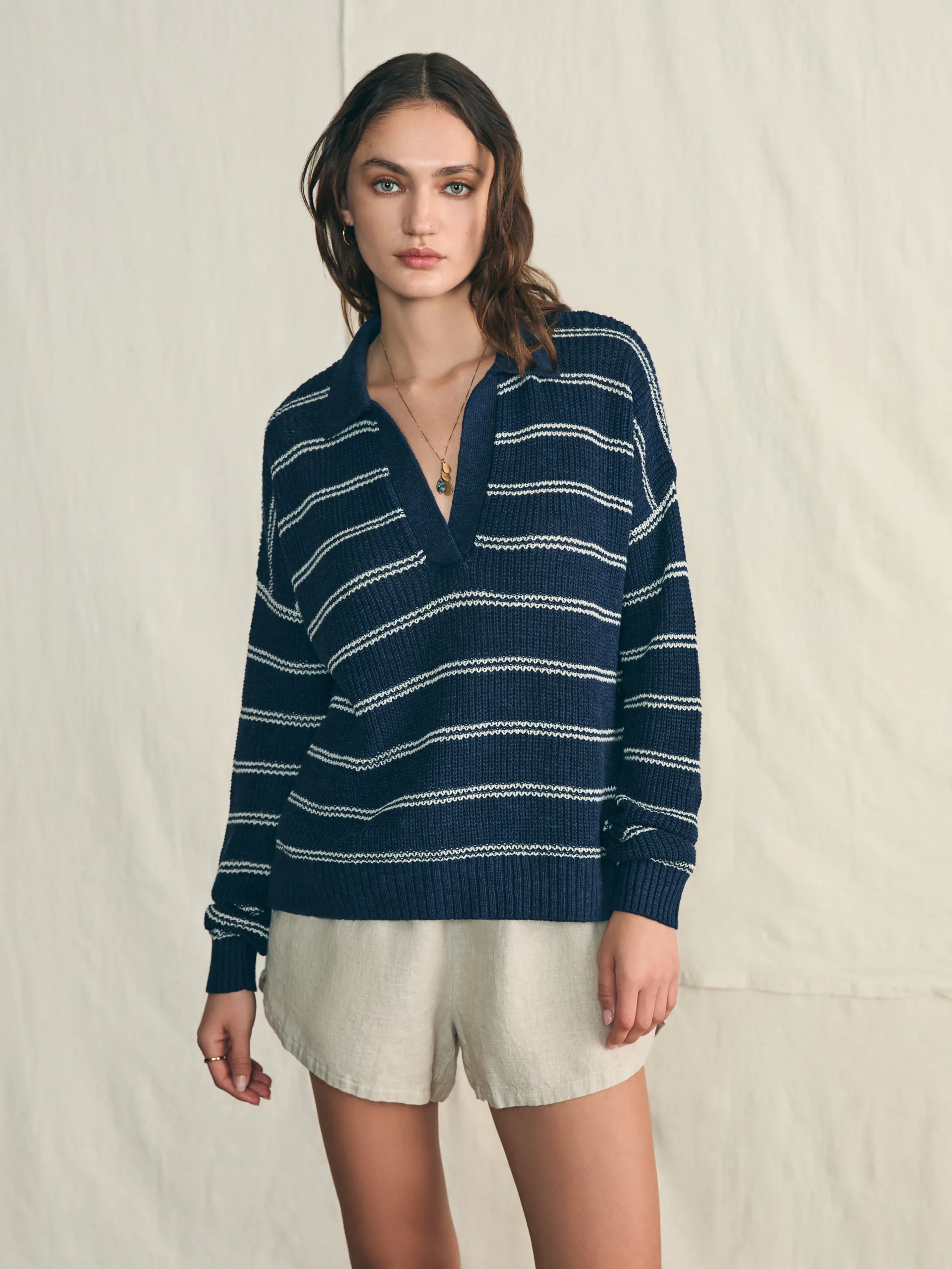 Women Faherty Brand Sweaters*Miramar Linen Polo -