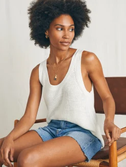 Women Faherty Brand Sweaters*Miramar Linen Scoop Neck Tank -