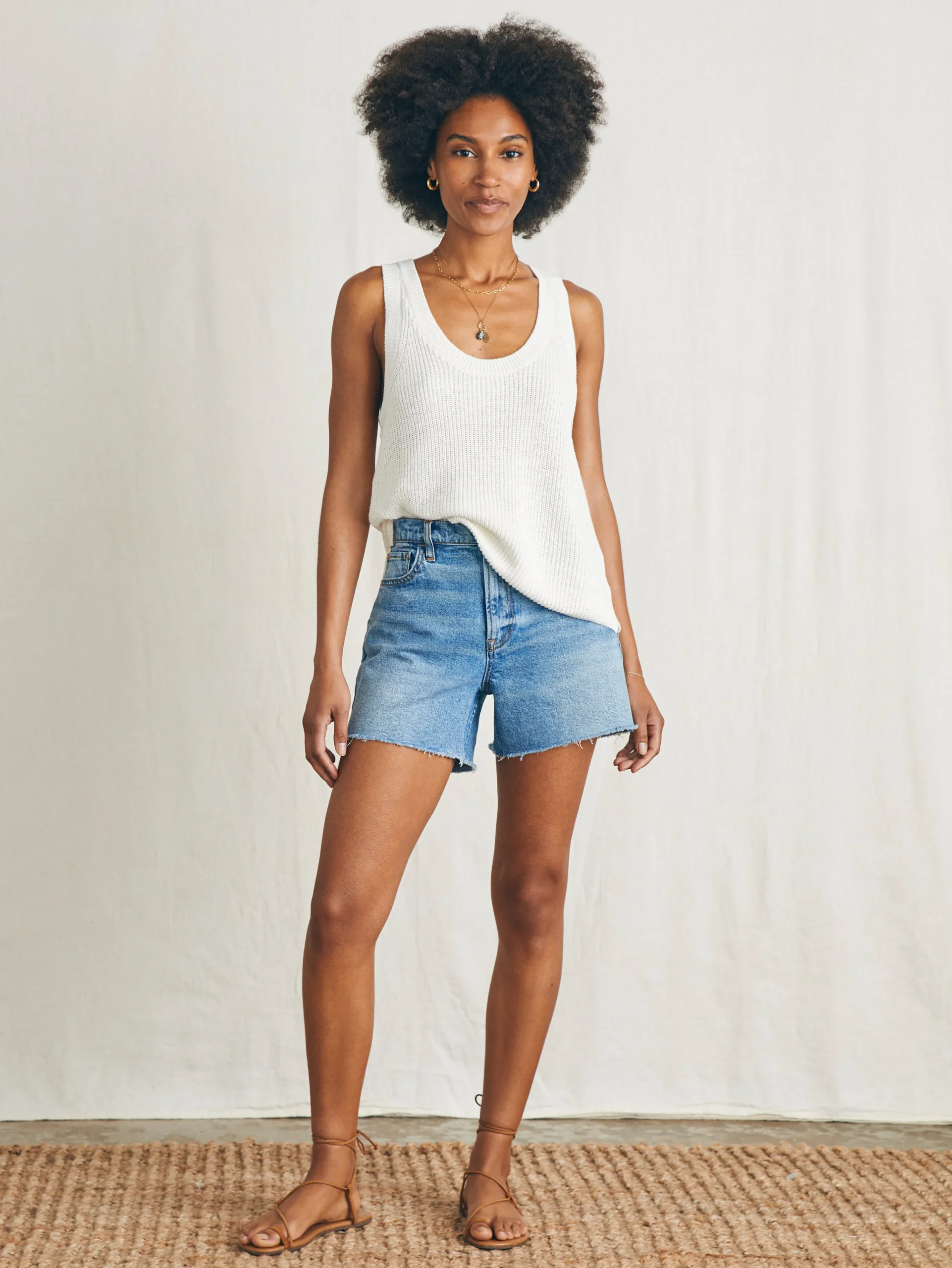 Women Faherty Brand Sweaters*Miramar Linen Scoop Neck Tank -