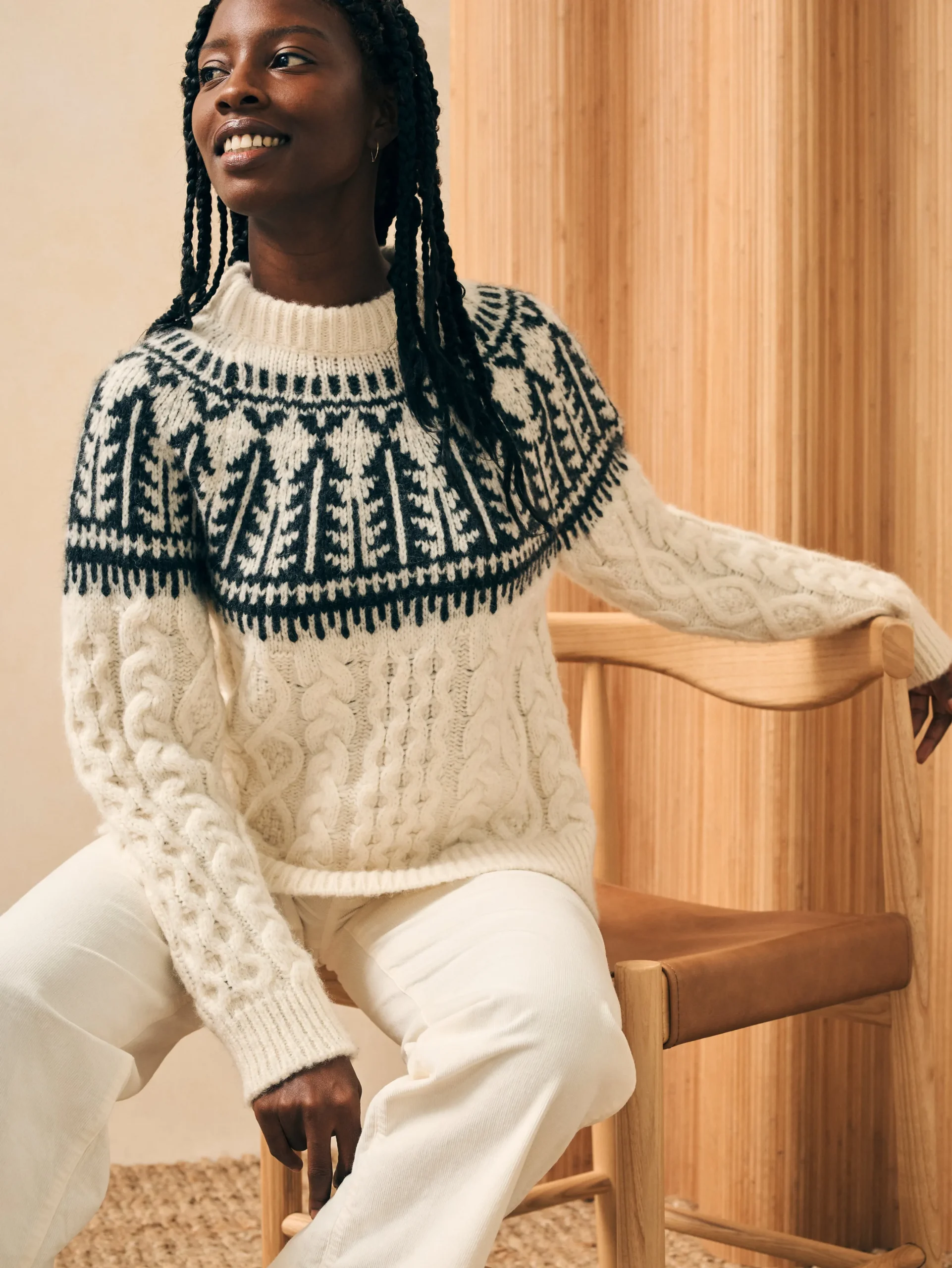 Women Faherty Brand Sweaters*Native Knitter Frost Fair Isle Crew -