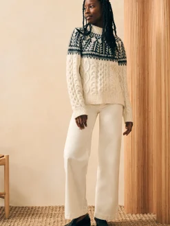Women Faherty Brand Sweaters*Native Knitter Frost Fair Isle Crew -