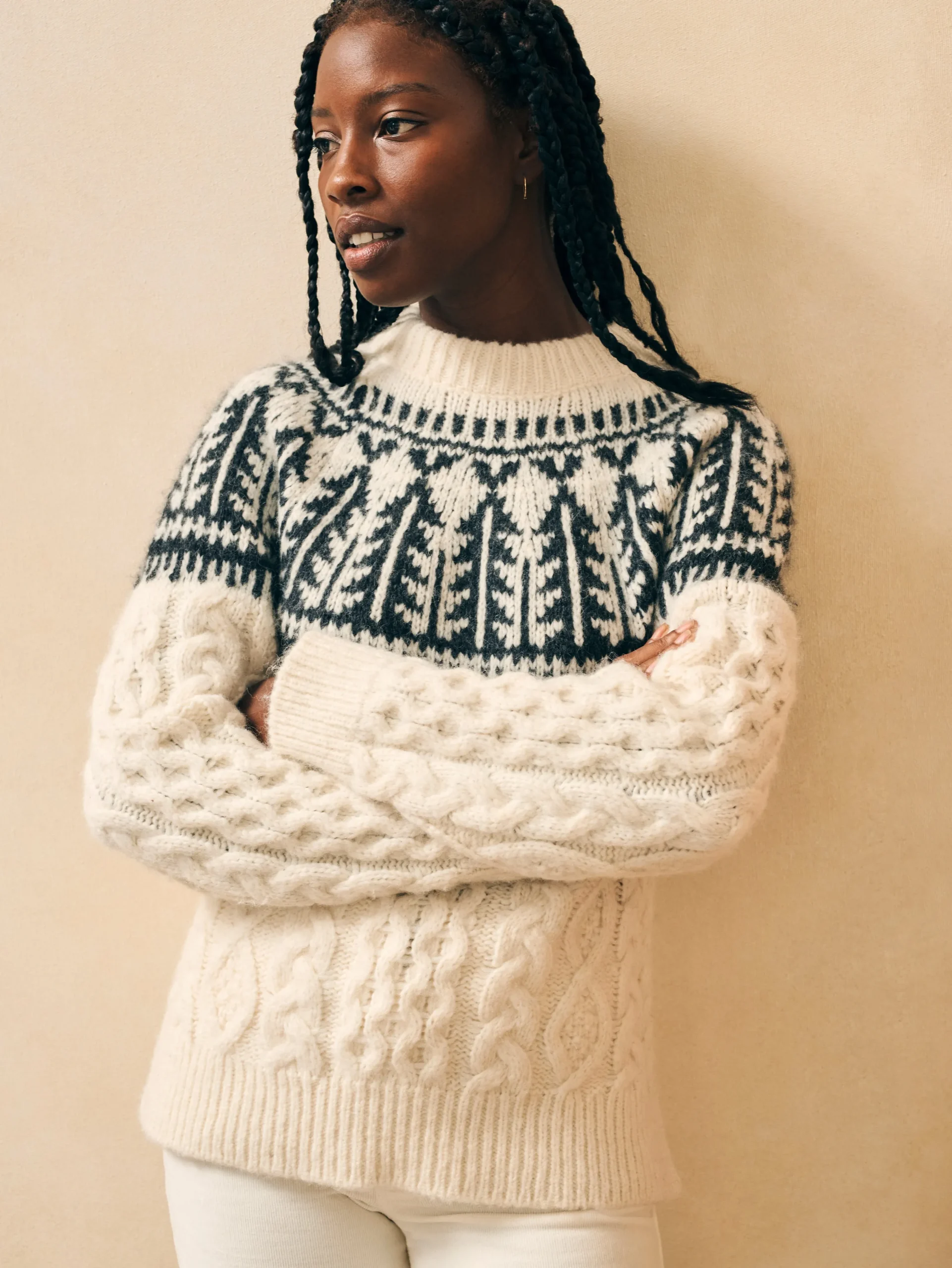 Women Faherty Brand Sweaters*Native Knitter Frost Fair Isle Crew -