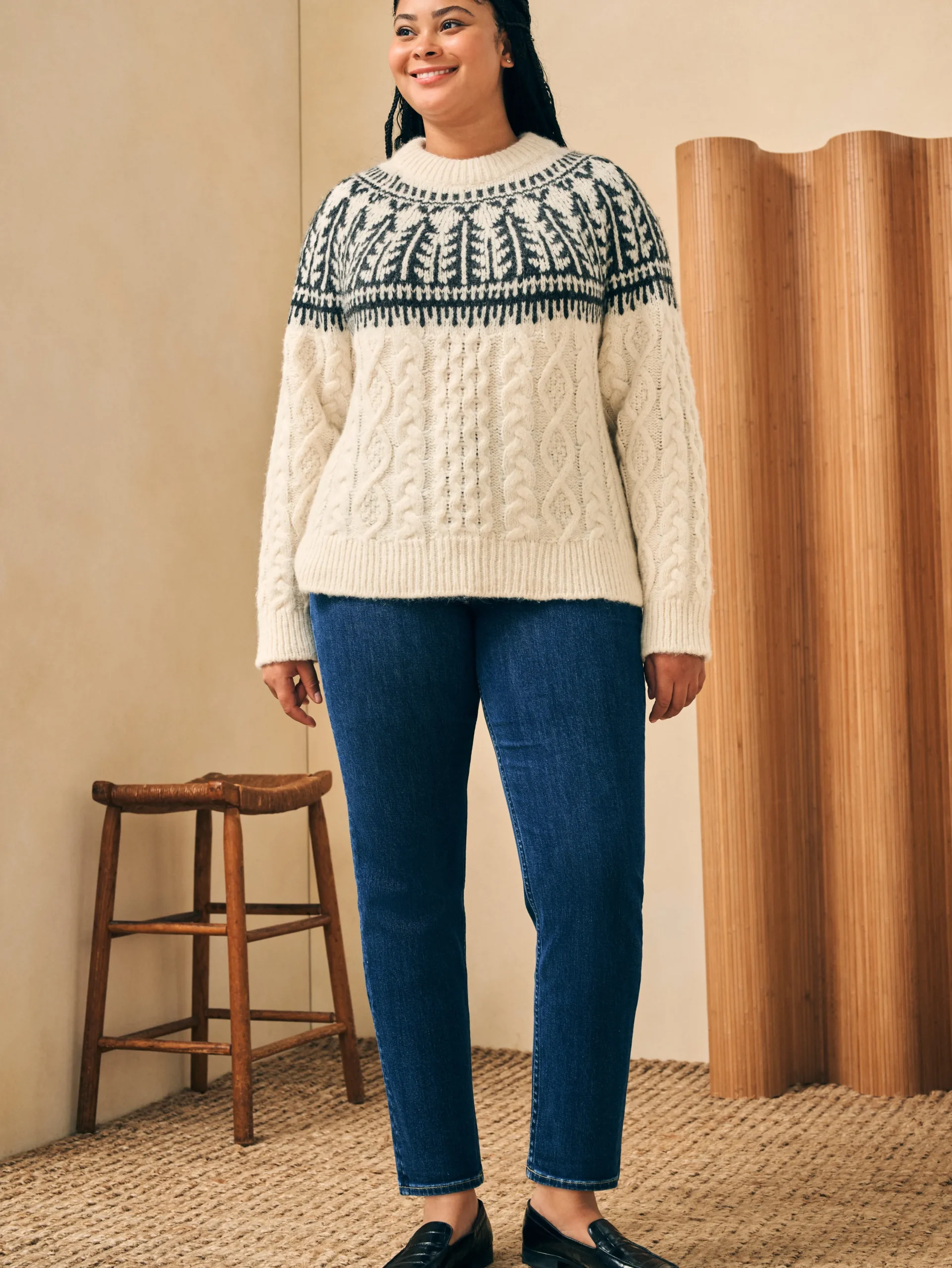 Women Faherty Brand Sweaters*Native Knitter Frost Fair Isle Crew -