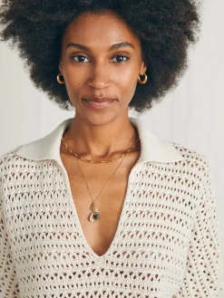 Women Faherty Brand Sweaters*Nusa Crochet Polo Sweater -