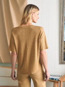 Women Faherty Brand T-Shirts*Oceanside Linen V-Neck Tee -