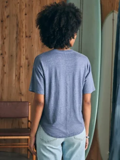 Women Faherty Brand T-Shirts*Oceanside Linen V-Neck Tee -