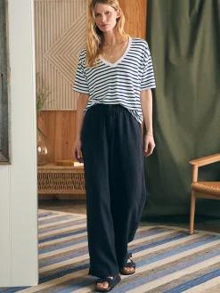 Women Faherty Brand T-Shirts*Oceanside Linen V-Neck Tee -