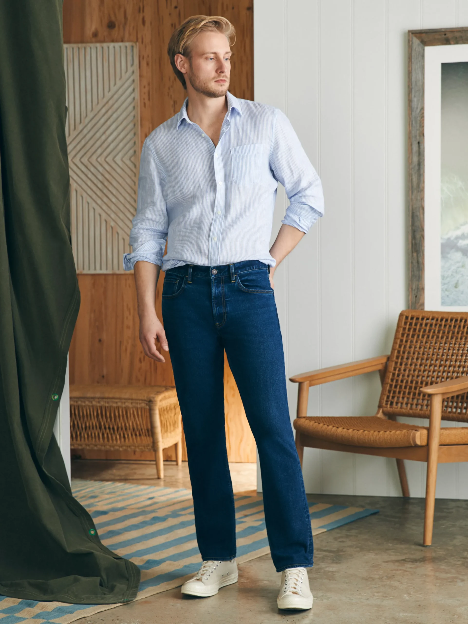 Faherty Brand Pants*Organic Cotton Slim Straight Denim (32" Inseam) -