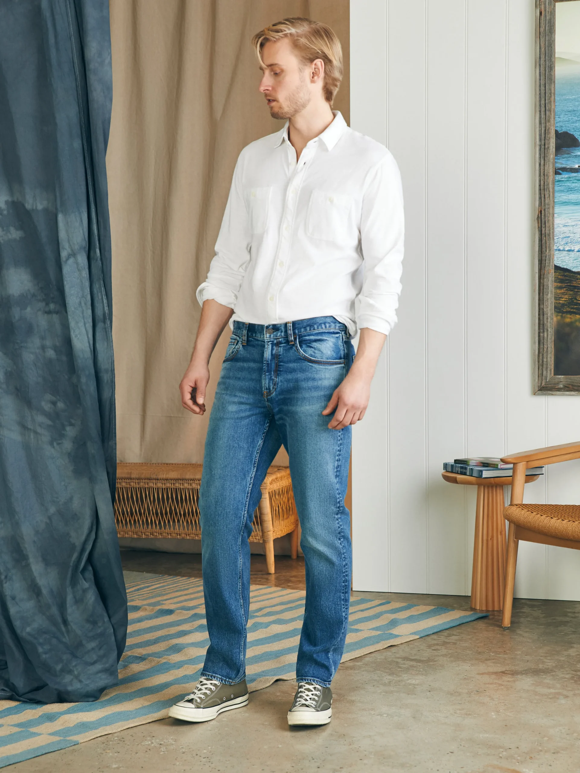Faherty Brand Pants*Organic Cotton Slim Straight Denim (32" Inseam) -