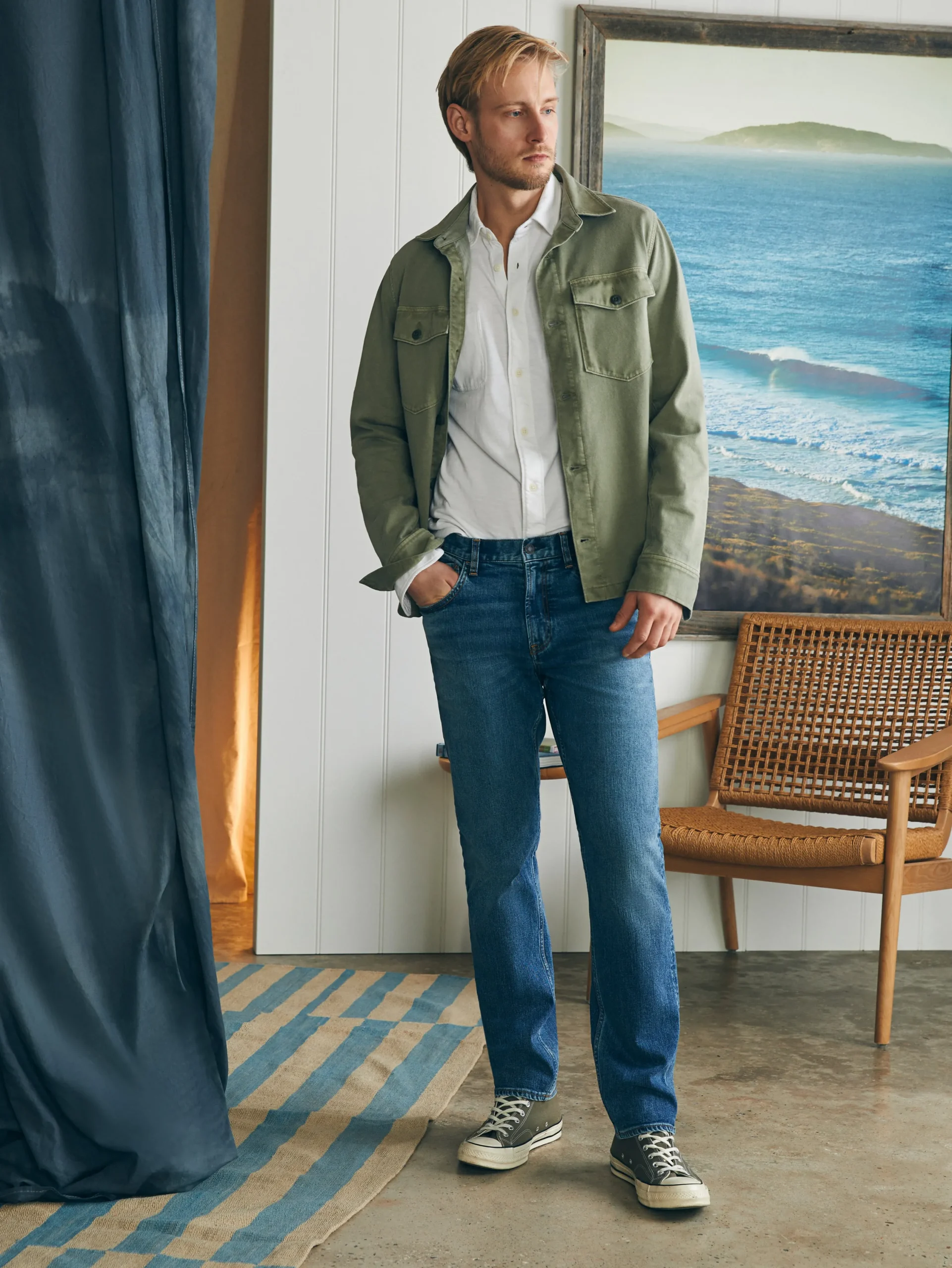 Faherty Brand Pants*Organic Cotton Slim Straight Denim (32" Inseam) -