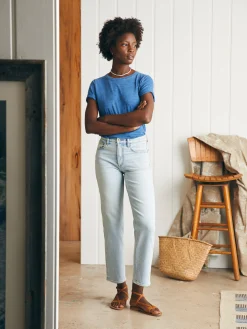 Women Faherty Brand Pants|Jeans*Organic Cotton Slim Straight Ankle Denim -