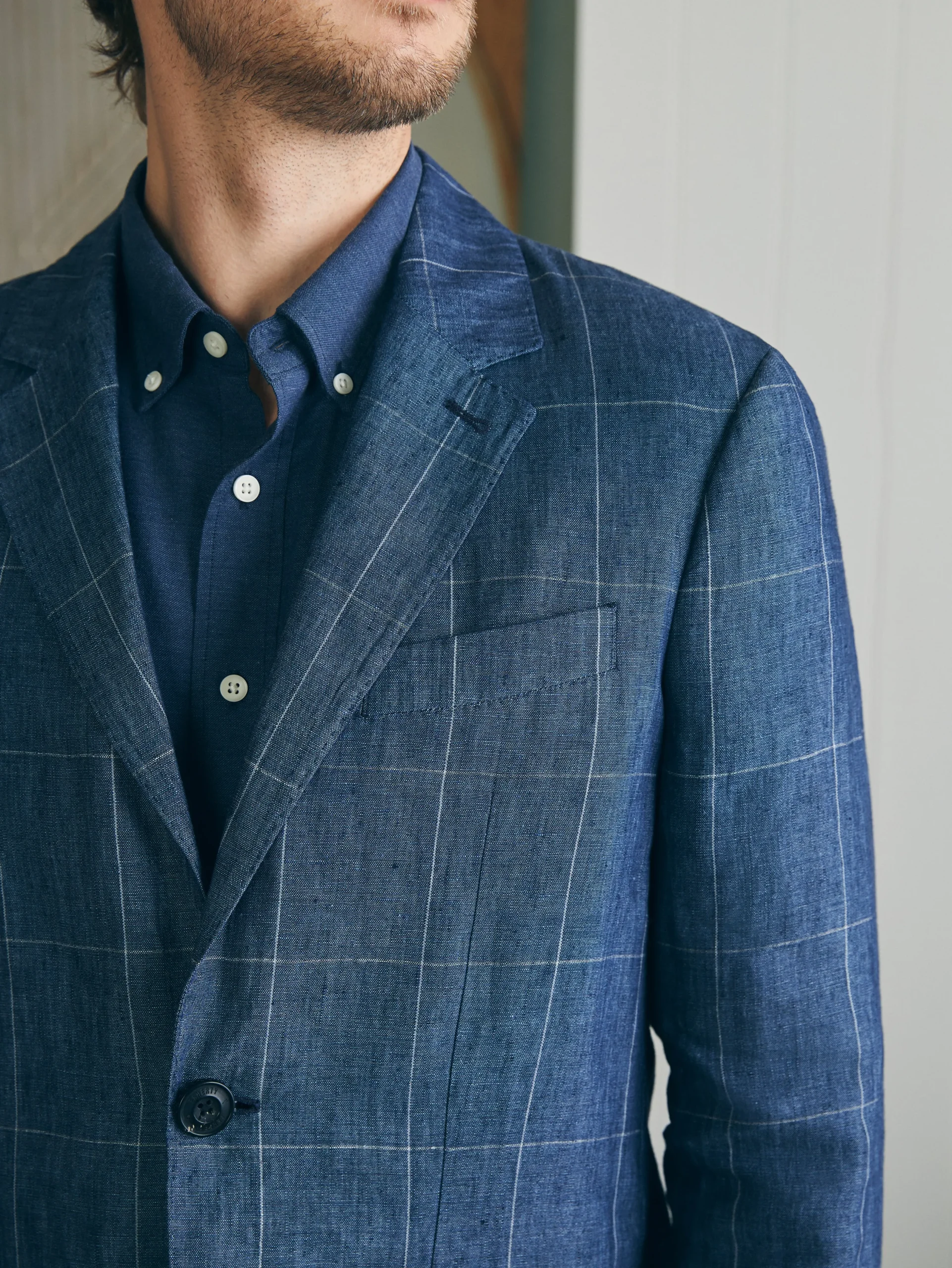 Faherty Brand Blazers*Reserve Linen Windowpane Blazer -