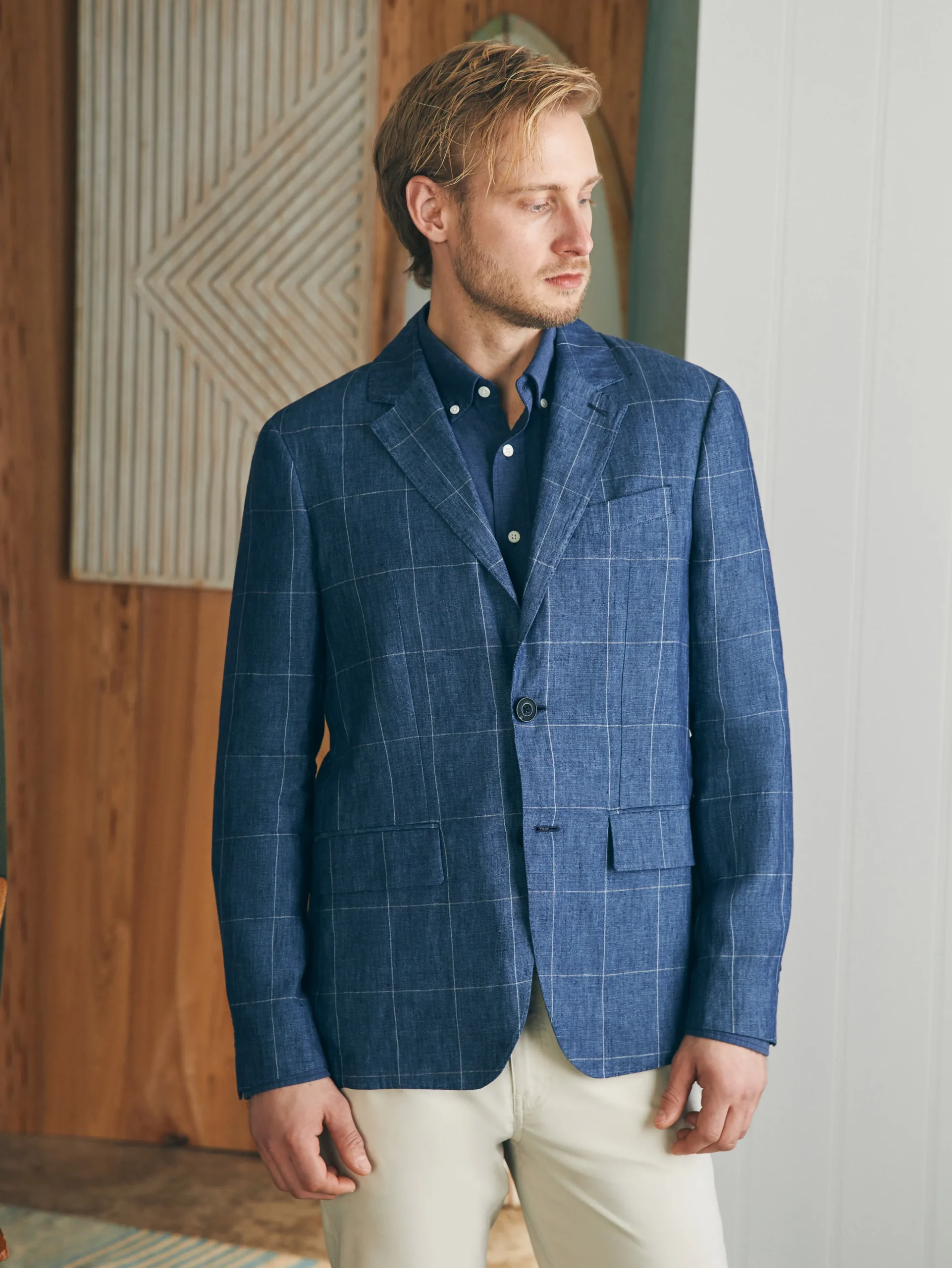 Faherty Brand Blazers*Reserve Linen Windowpane Blazer -