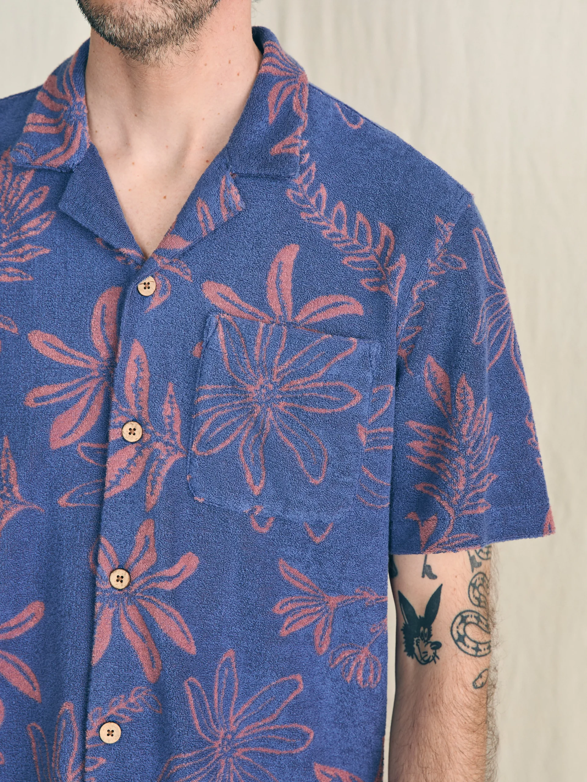 Faherty Brand Shirts*Short-Sleeve Cabana Towel Terry Shirt -