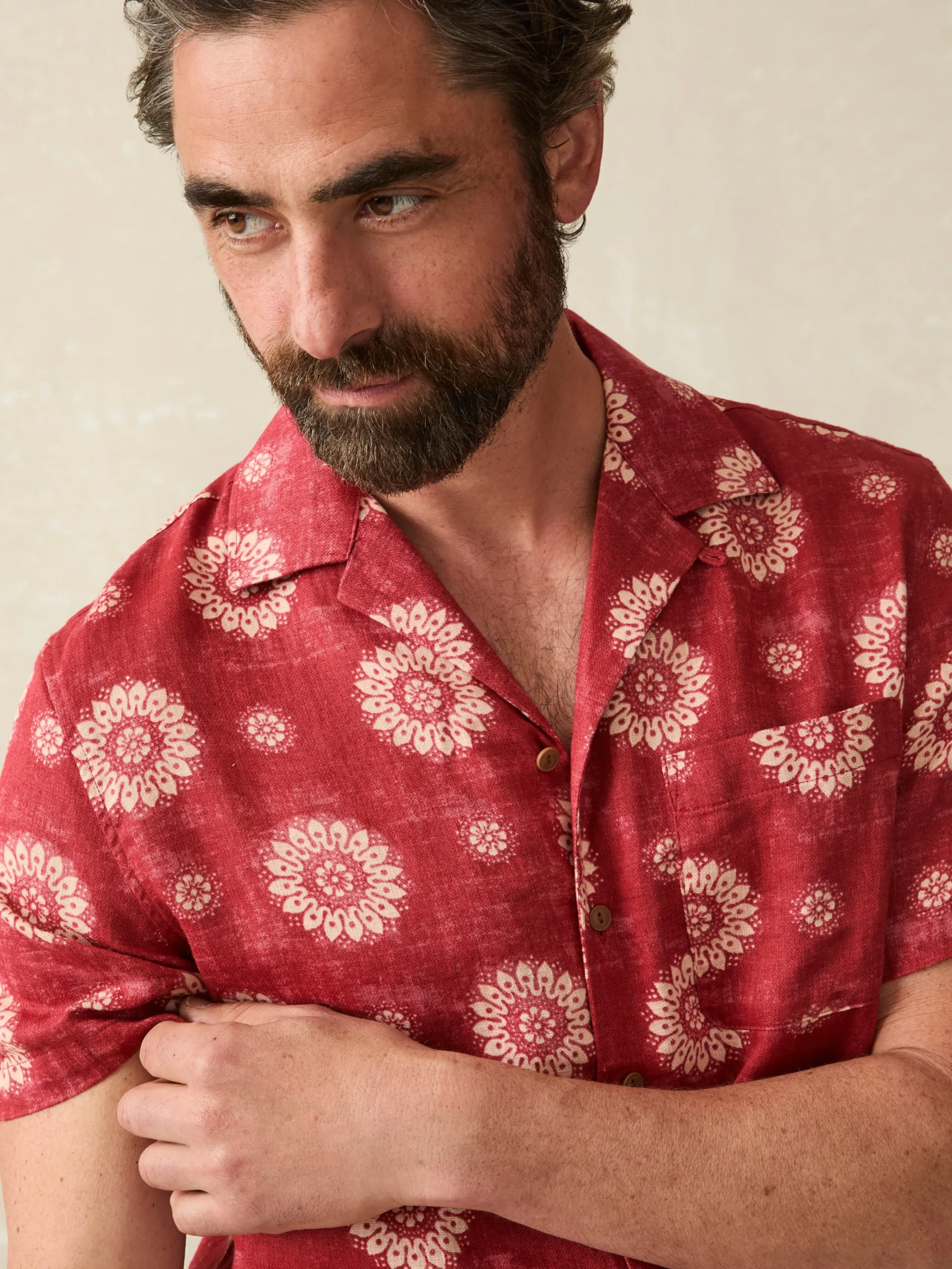 Faherty Brand Shirts*Short-Sleeve Hemp Blend Camp Shirt -